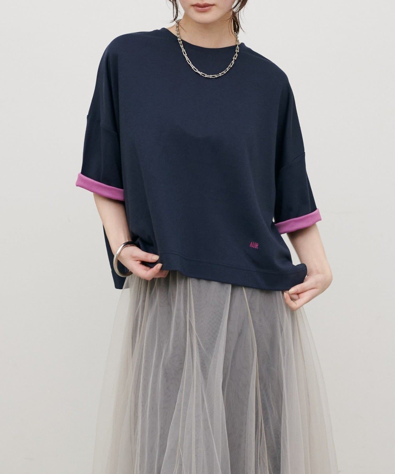 NICE CLAUP / OLIVE des OLIVE OUTLET(ナイスクラップ  / オリーブ デ オリーブ アウトレット) 【LARUTA】リバークロス配色Ｔシャツ