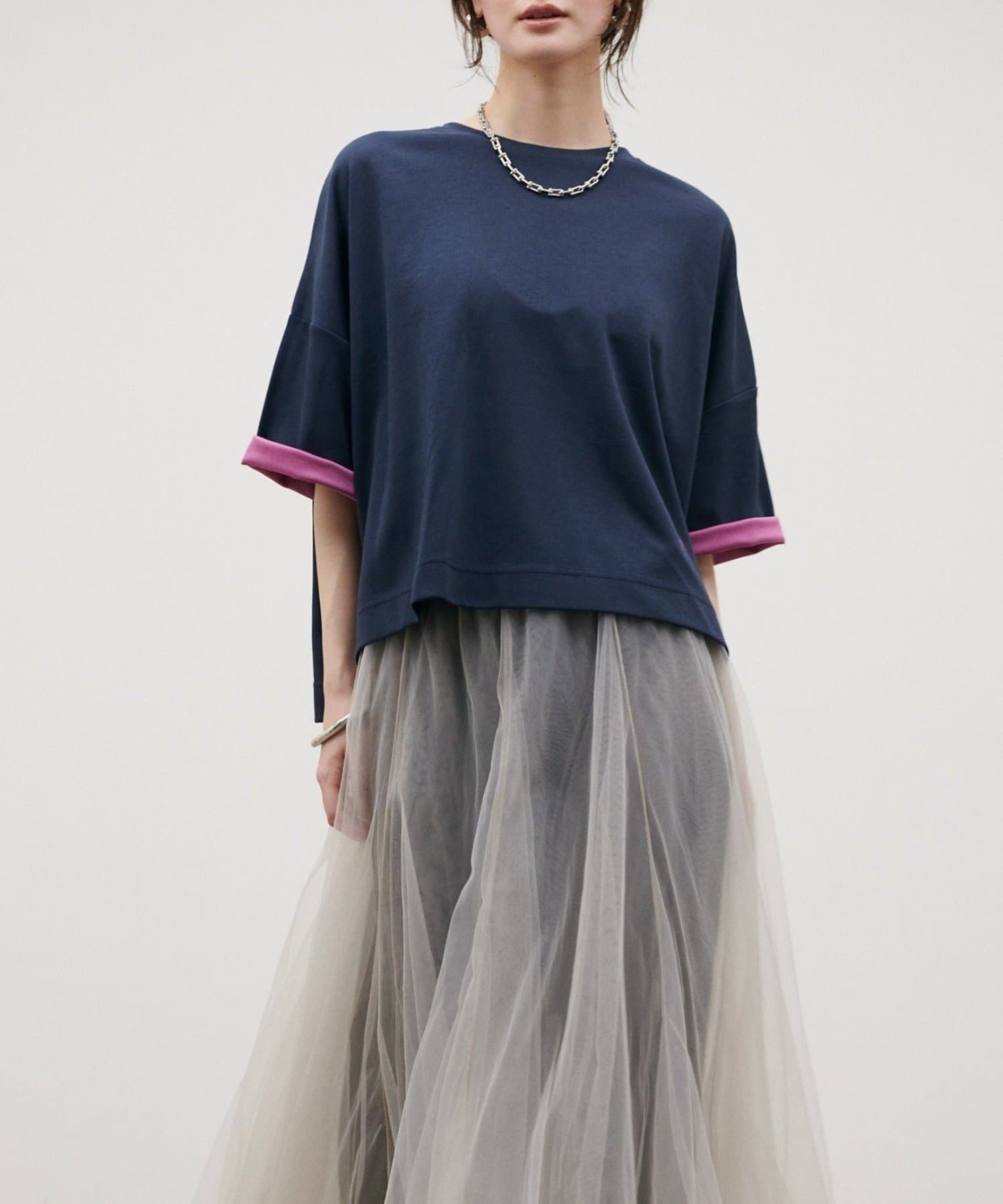 NICE CLAUP / OLIVE des OLIVE OUTLET(ナイスクラップ  / オリーブ デ オリーブ アウトレット) 【LARUTA】リバークロス配色Ｔシャツ