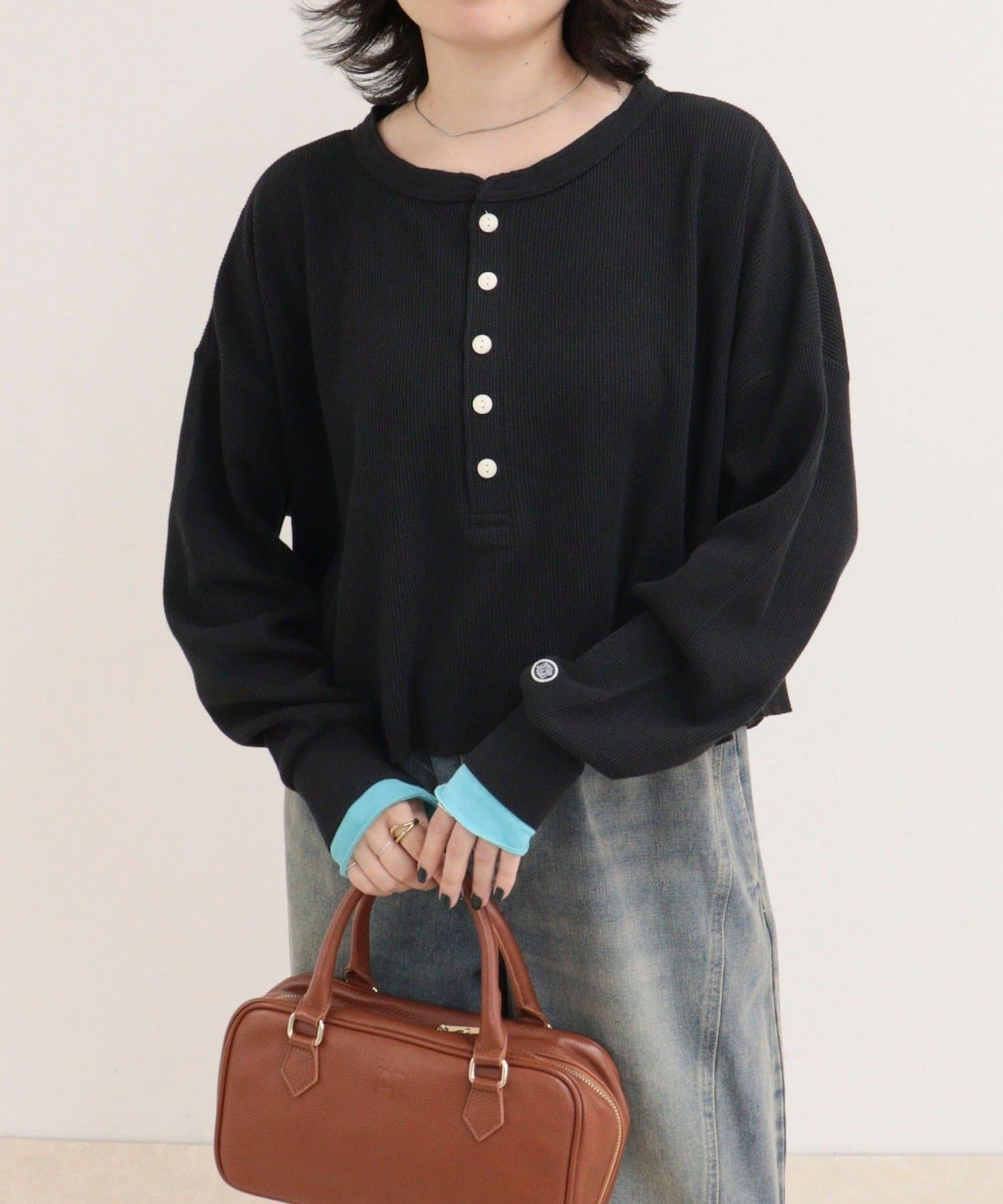 FREDY & GLOSTER(フレディ アンド グロスター) 【DISCUS /ディスカス】ワッフルヘンリーネックロンTシャツ