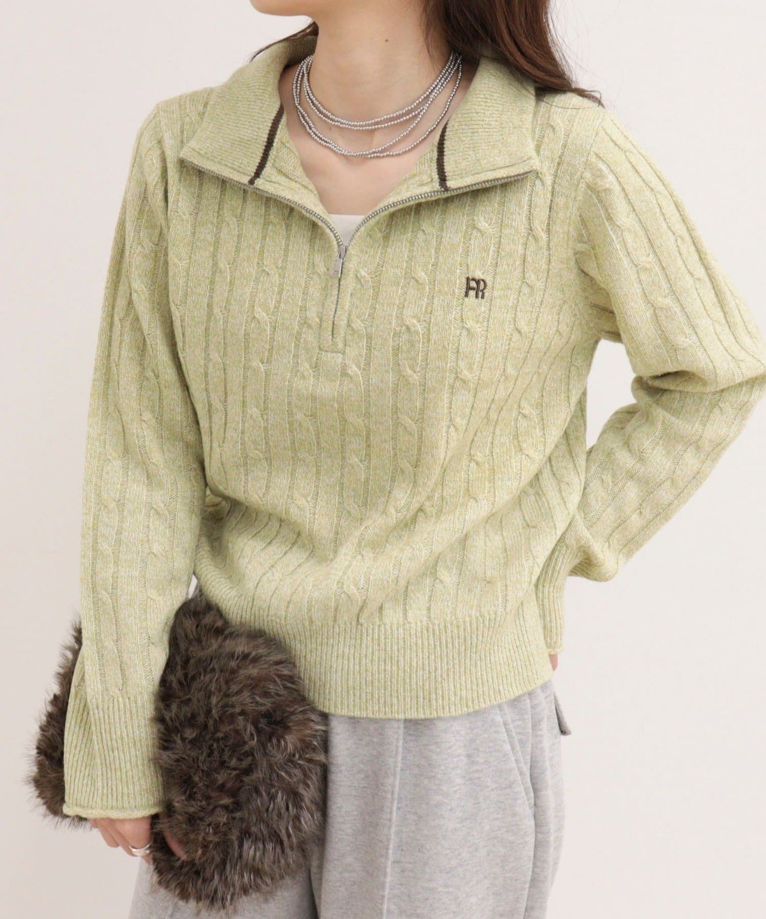 FREDY & GLOSTER(フレディ アンド グロスター) FR刺しゅうケーブル柄ハーフZIPプルオーバー