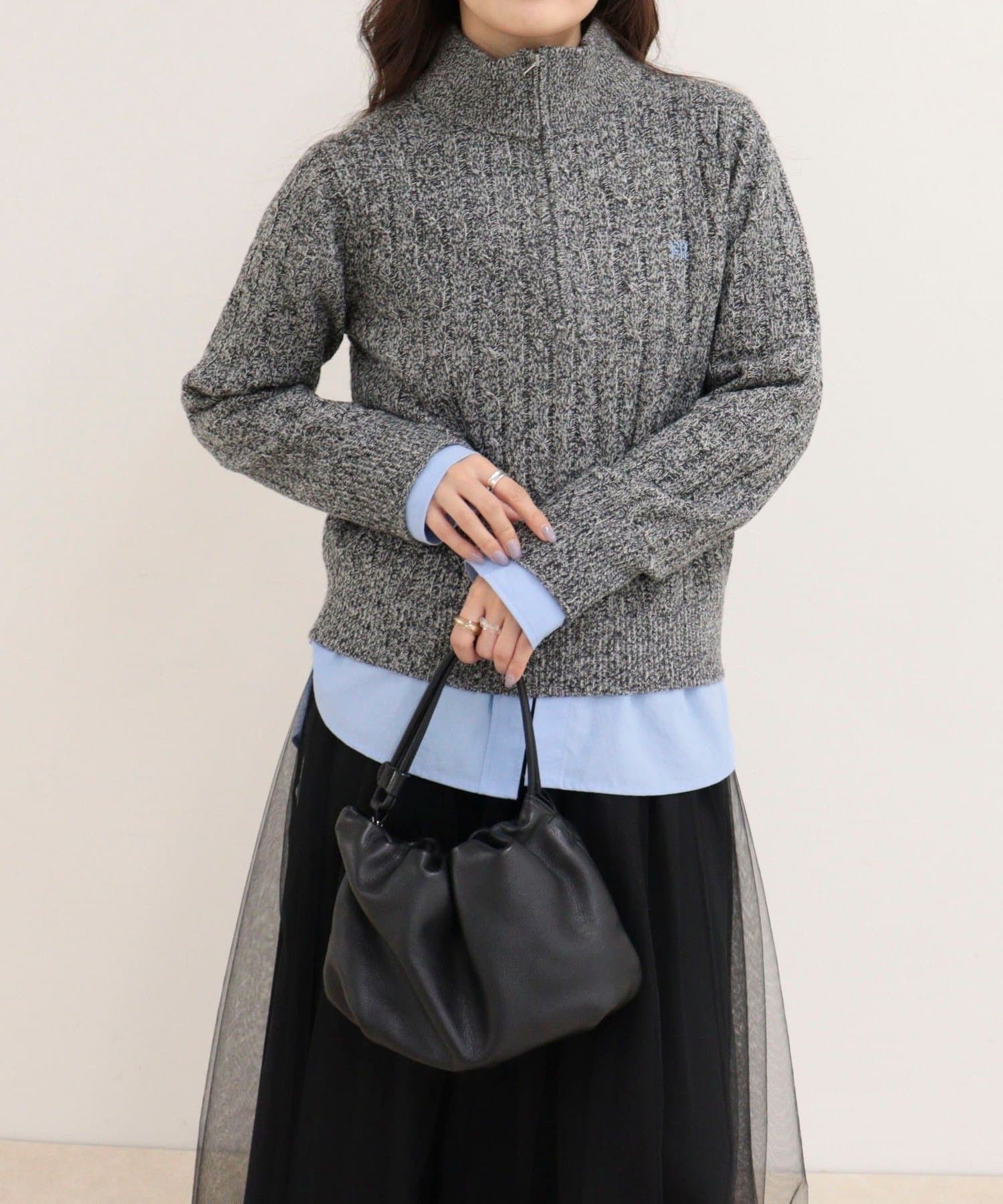 FREDY & GLOSTER(フレディ アンド グロスター) FR刺しゅうケーブル柄ハーフZIPプルオーバー