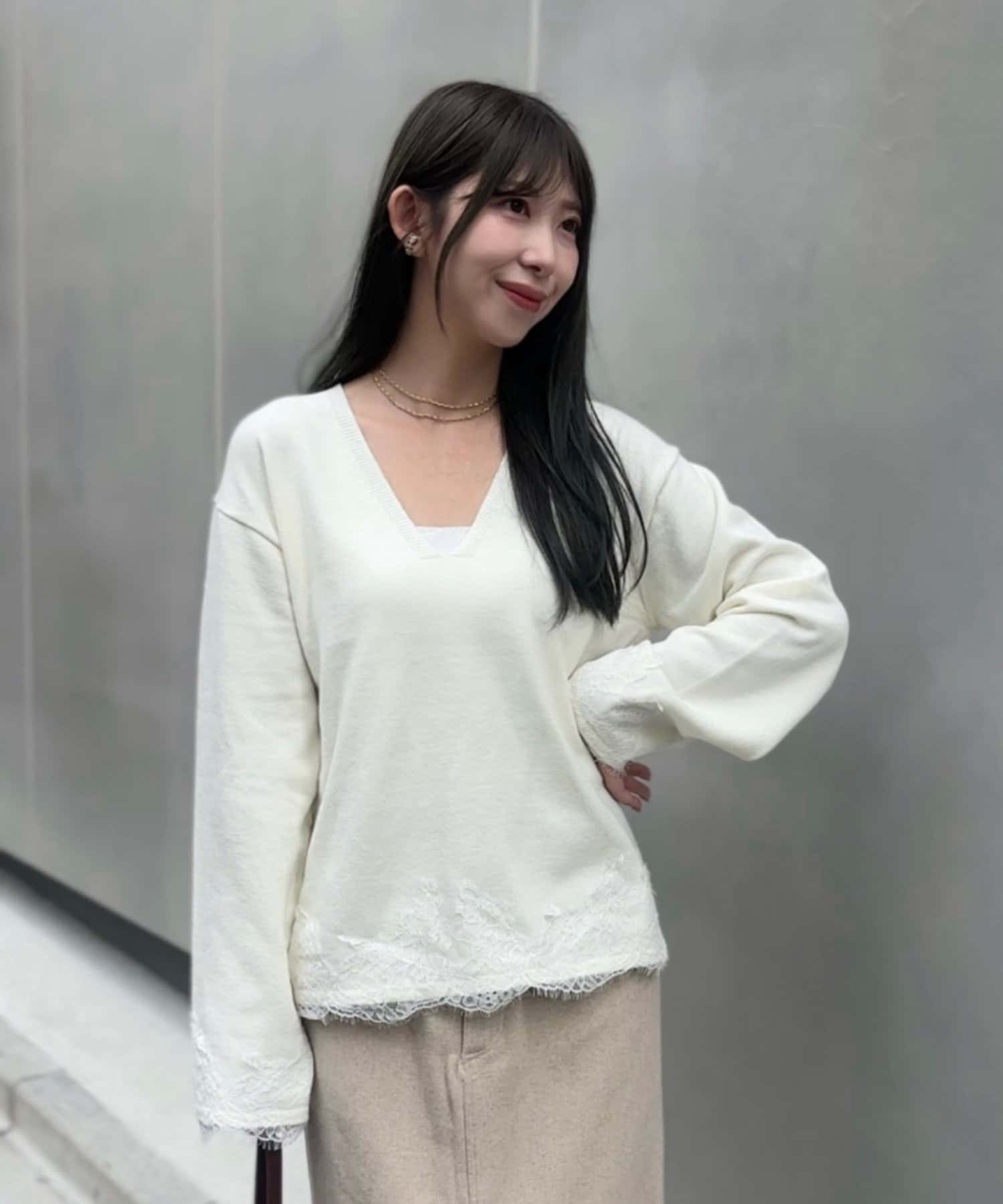 LARUTA(ラルータ) 【パルクロ限定】YuriePICK/レースドッキングニット