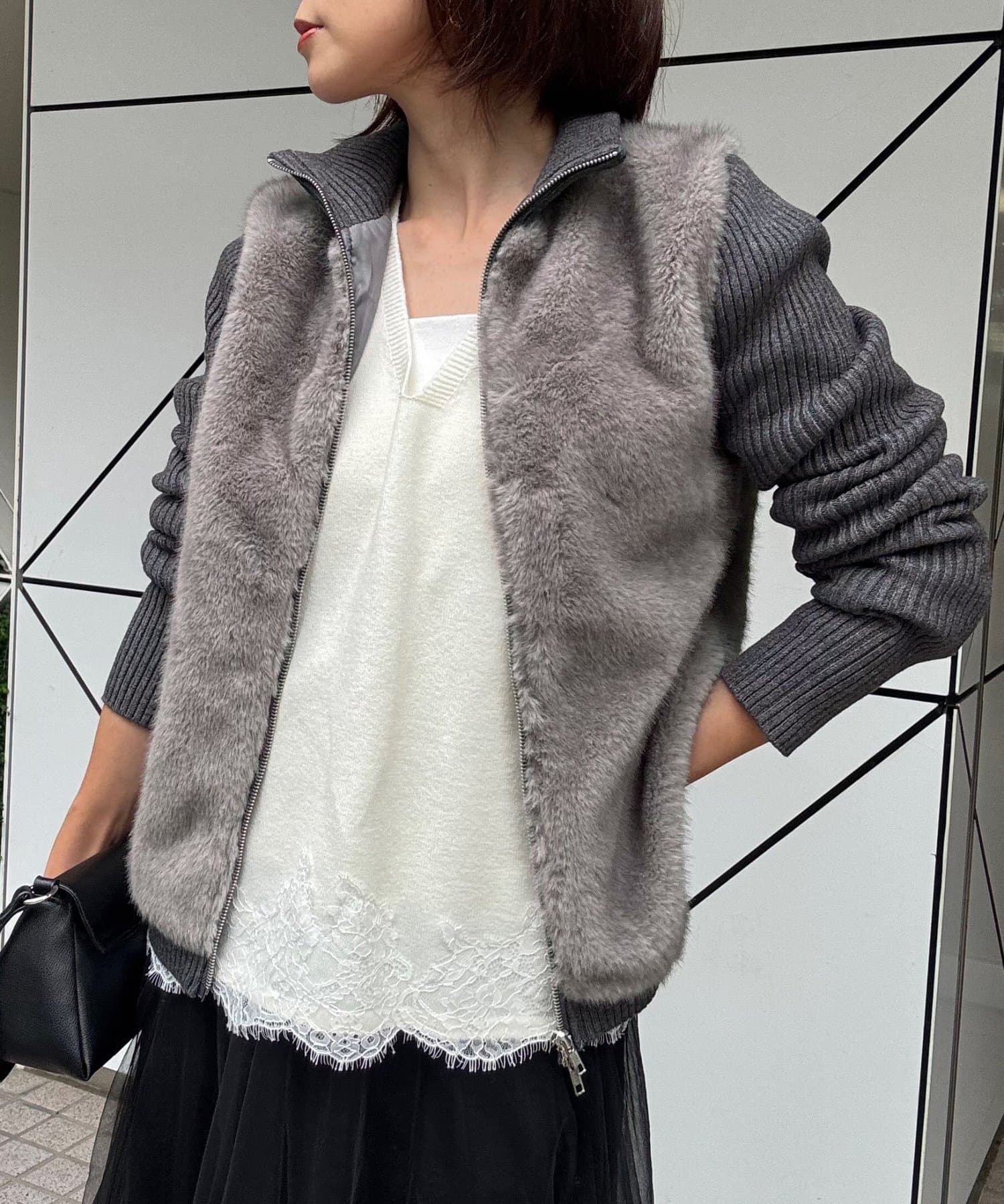 LARUTA(ラルータ) AzusaPICK／ファードッキングWジップニットジャケット