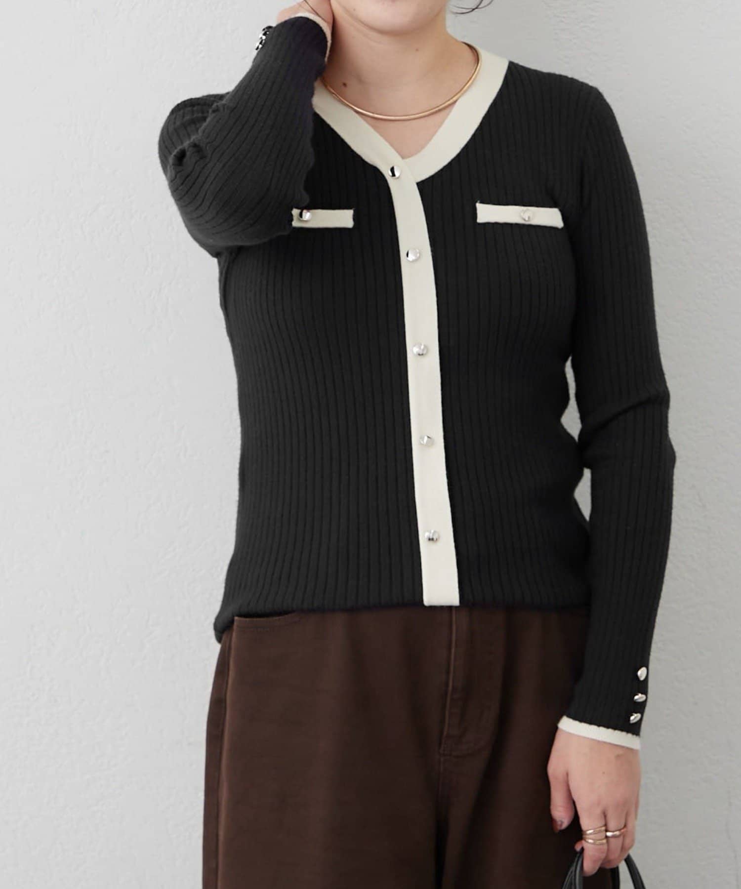 NICE CLAUP / OLIVE des OLIVE OUTLET(ナイスクラップ  / オリーブ デ オリーブ アウトレット) 【OUTLET限定】カーディガン風ニット