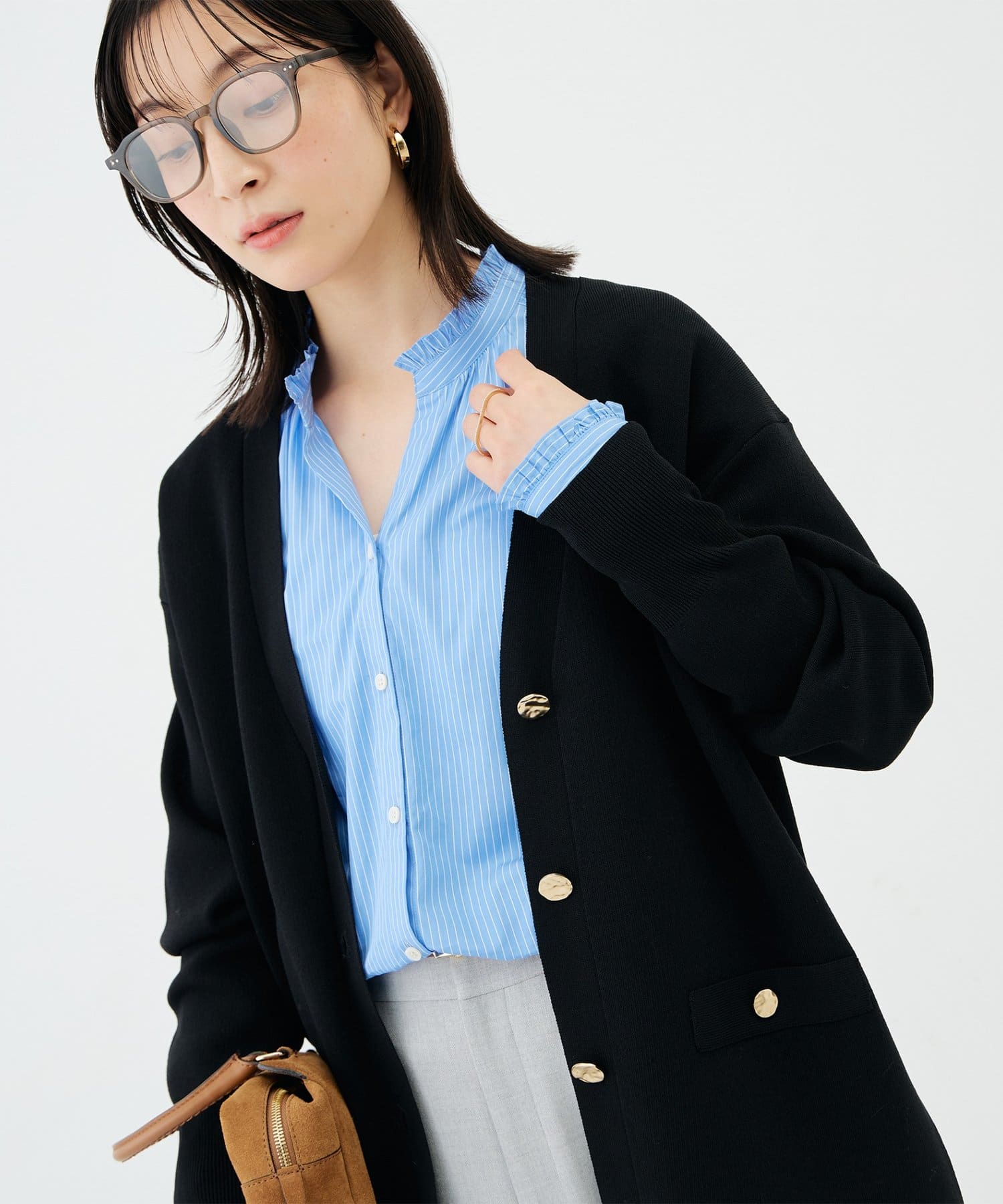 NOLLEY'S(ノーリーズ) 《手洗い可能》スムース編みVネックカーディガン