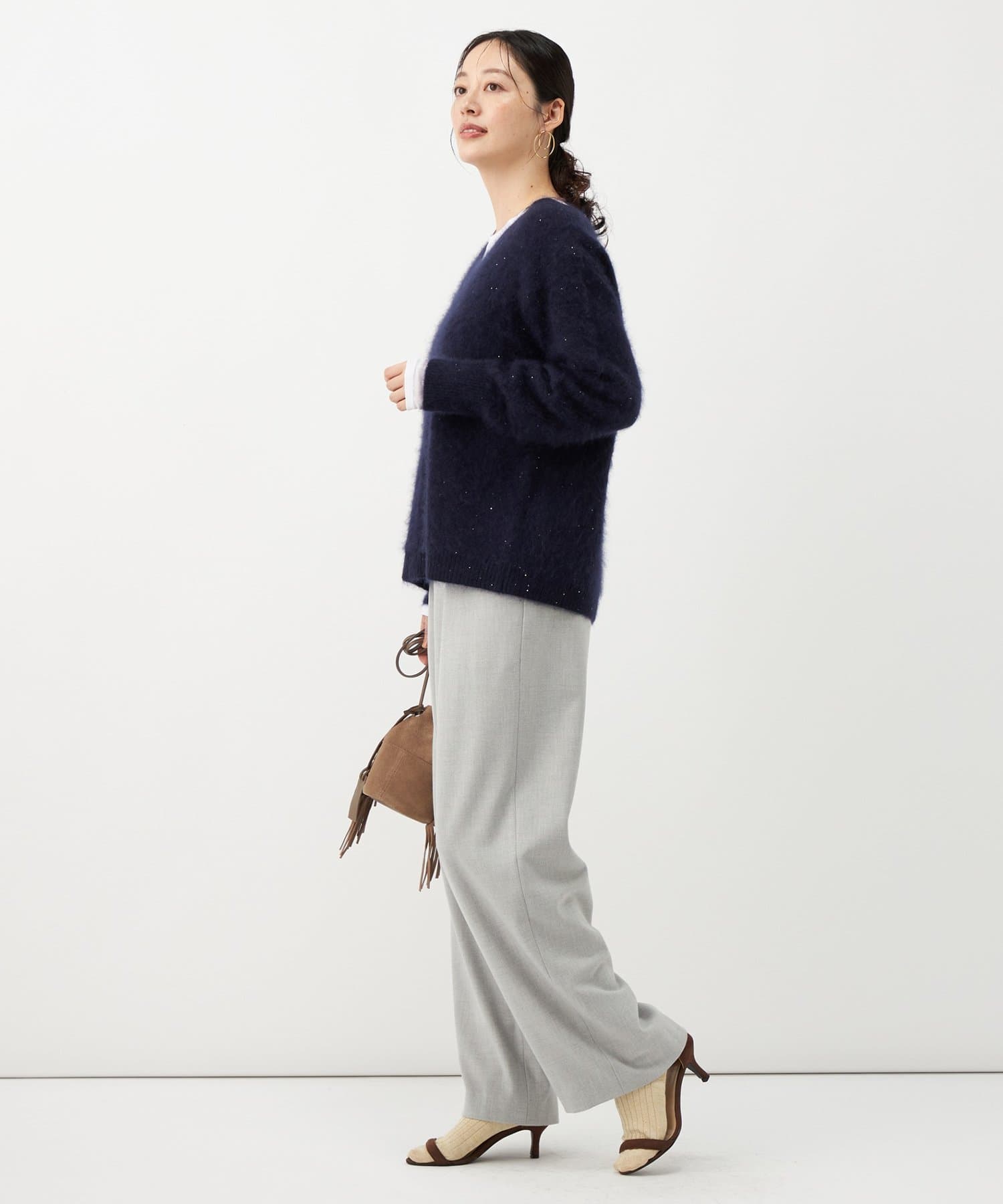 NOLLEY'S(ノーリーズ) 《吸湿発熱/4サイズ展開》ウォッシャブル裏起毛タックワイドパンツ