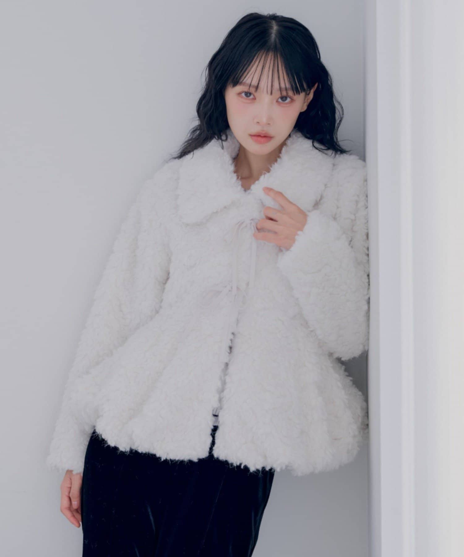 Chico(チコ) 【SALON by Chico】リボンバルーンペプラムボアジャケット【10/15(木)0:00~1000円OFF&ノベルティフェアがスタート】