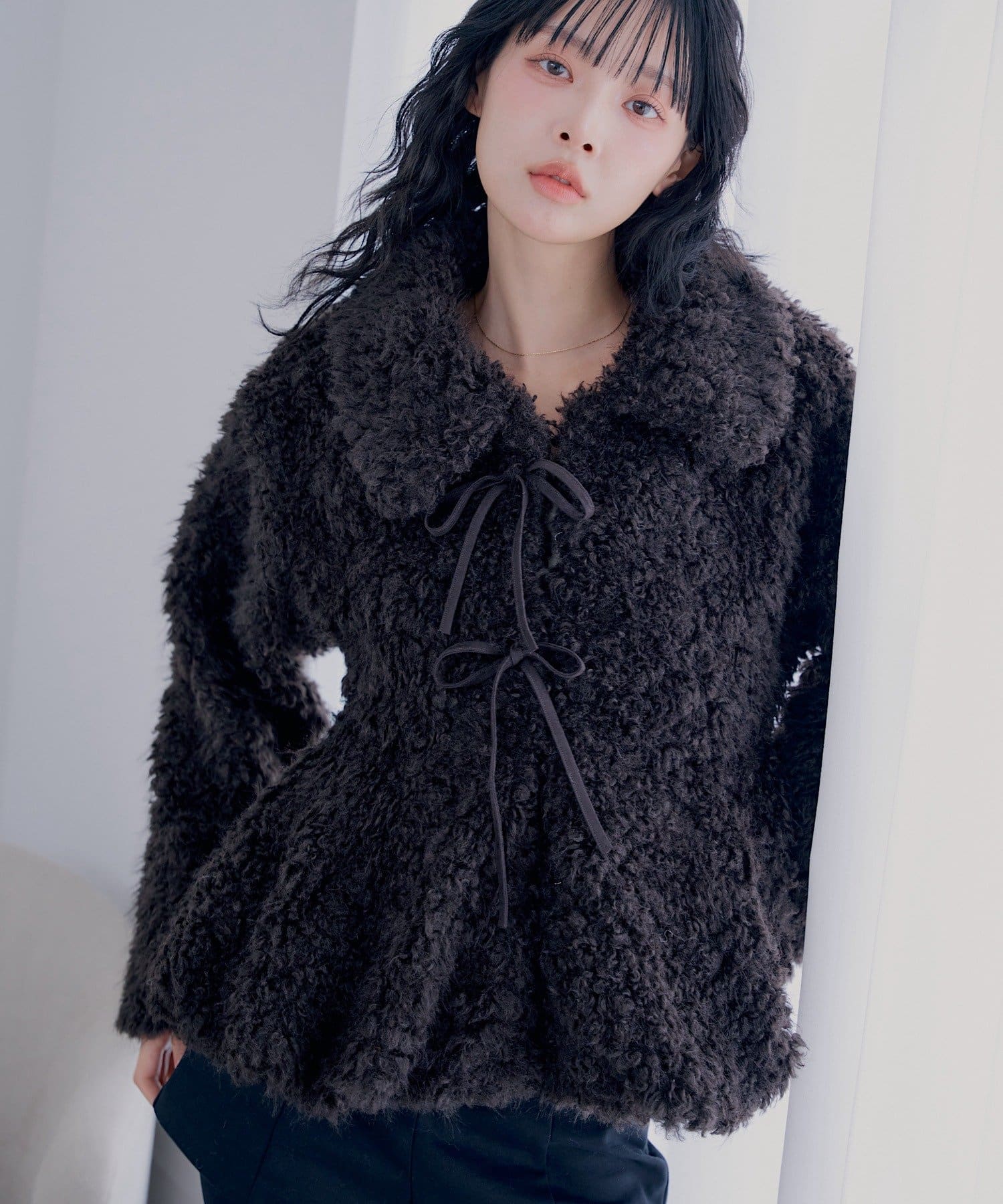 Chico(チコ) 【SALON by Chico】リボンバルーンペプラムボアジャケット【10/15(木)0:00~1000円OFF&ノベルティフェアがスタート】