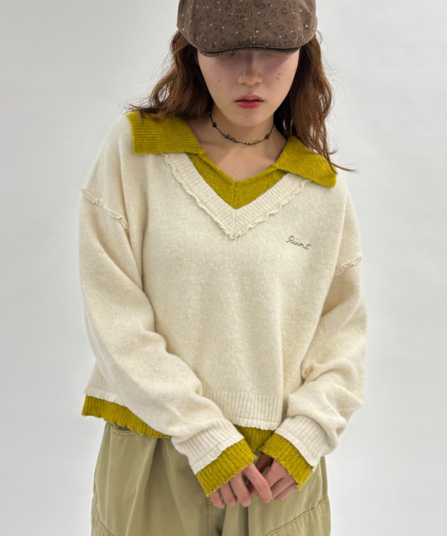 w closet(ダブルクローゼット) レイヤードポロニット