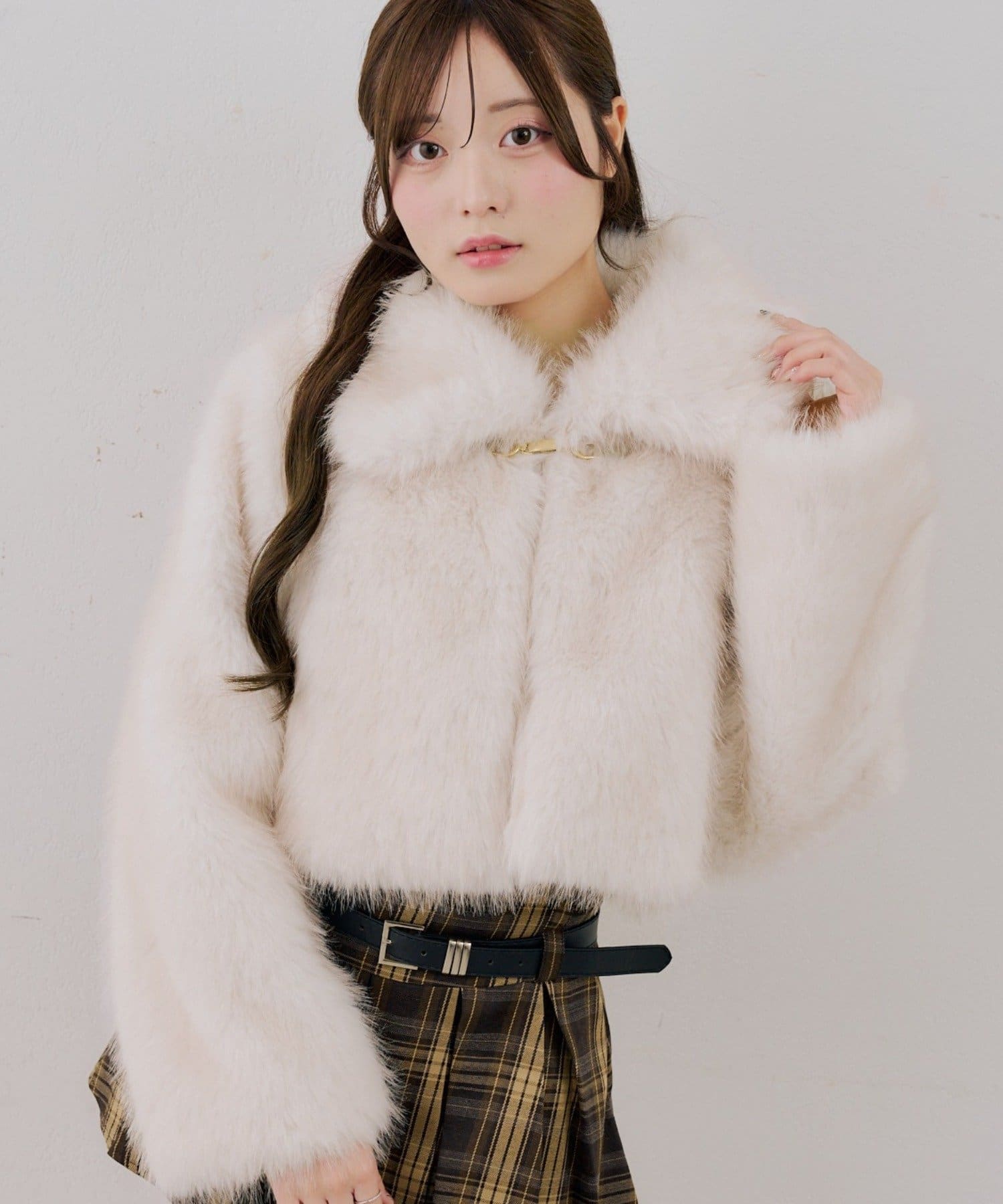 NICE CLAUP / OLIVE des OLIVE OUTLET(ナイスクラップ  / オリーブ デ オリーブ アウトレット) 【RMAF】ミックスフェイクファービット付ブルゾン
