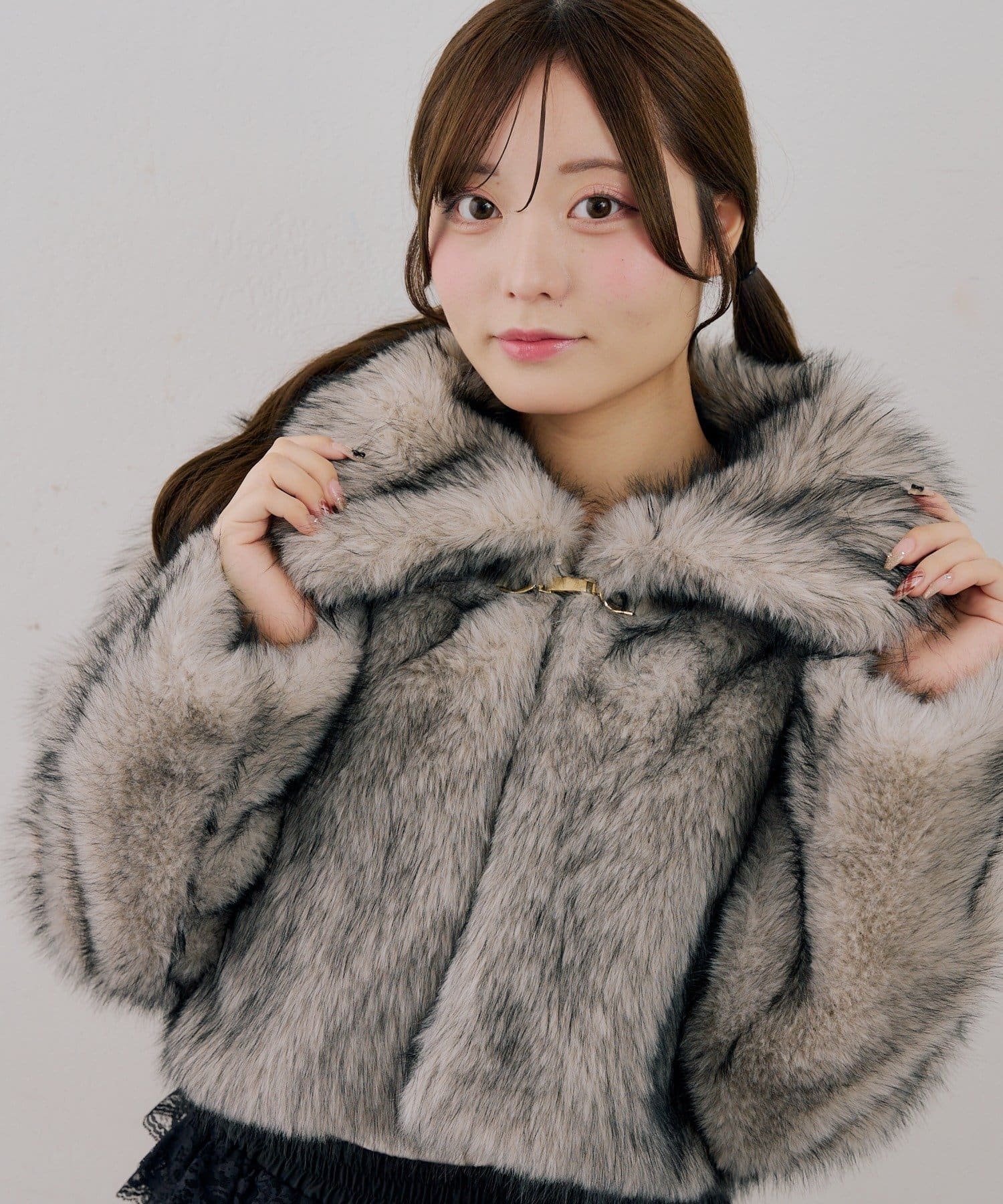 NICE CLAUP / OLIVE des OLIVE OUTLET(ナイスクラップ  / オリーブ デ オリーブ アウトレット) 【RMAF】ミックスフェイクファービット付ブルゾン