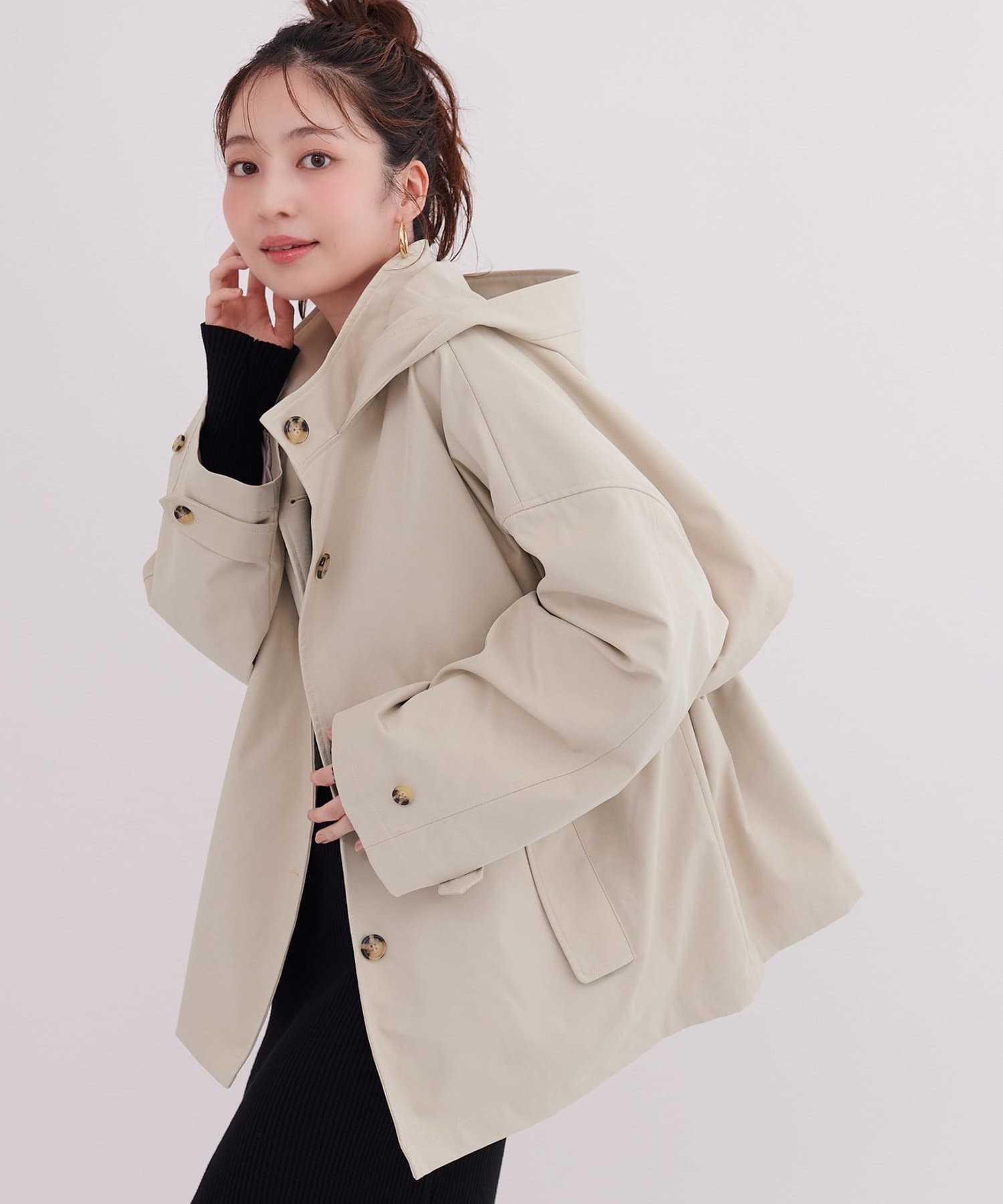 natural couture(ナチュラルクチュール) バックドロストフードジャケット
