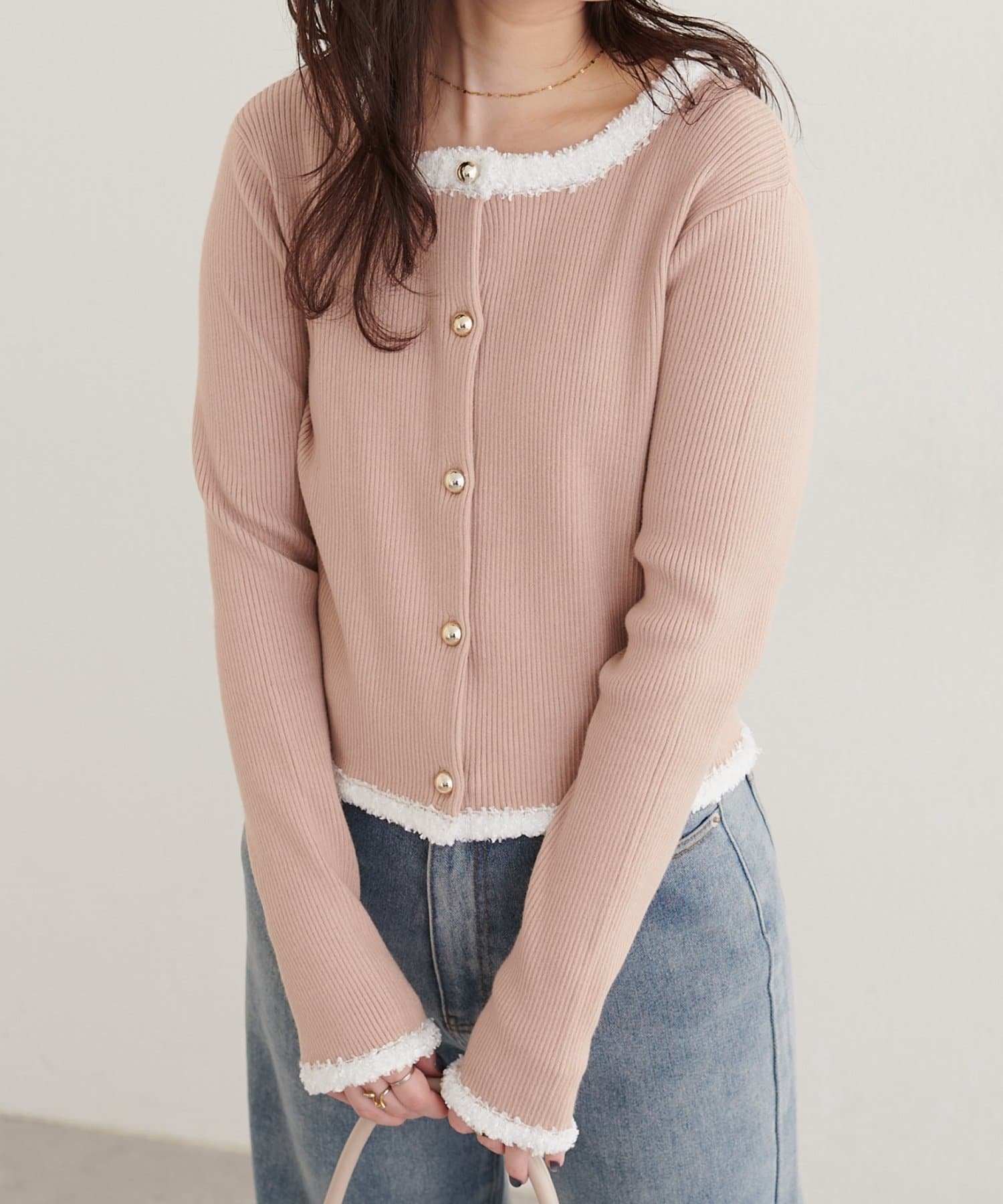 natural couture(ナチュラルクチュール) ファンシーヤーントリムカーディガン