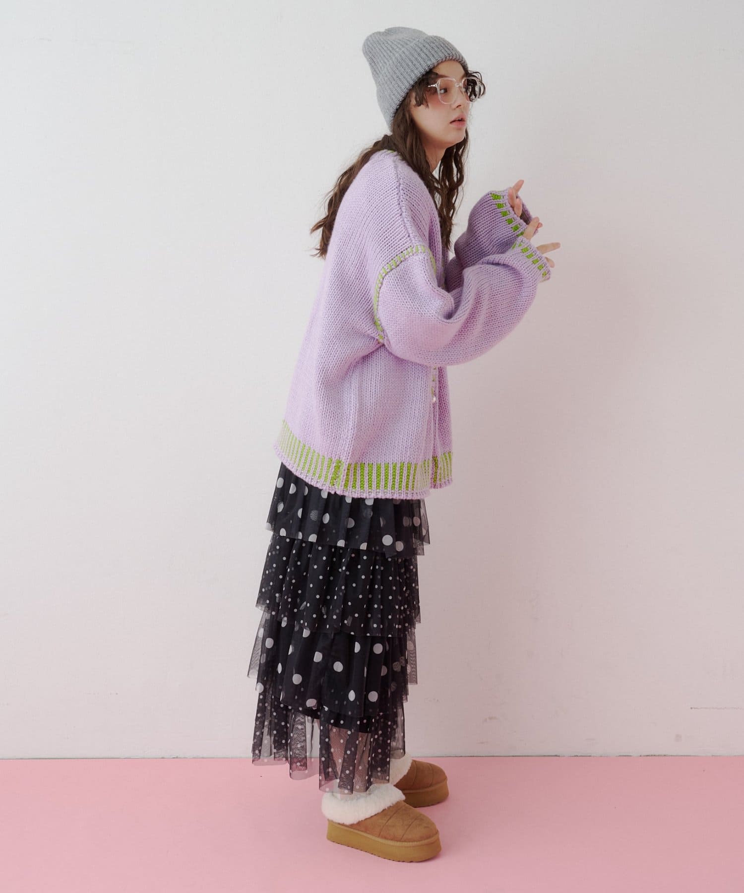 CIAOPANIC TYPY(チャオパニックティピー) 【26Winter展示会 出展商品】【HELLO.SANFRANCISCO】パールボタンステッチオーバーニット