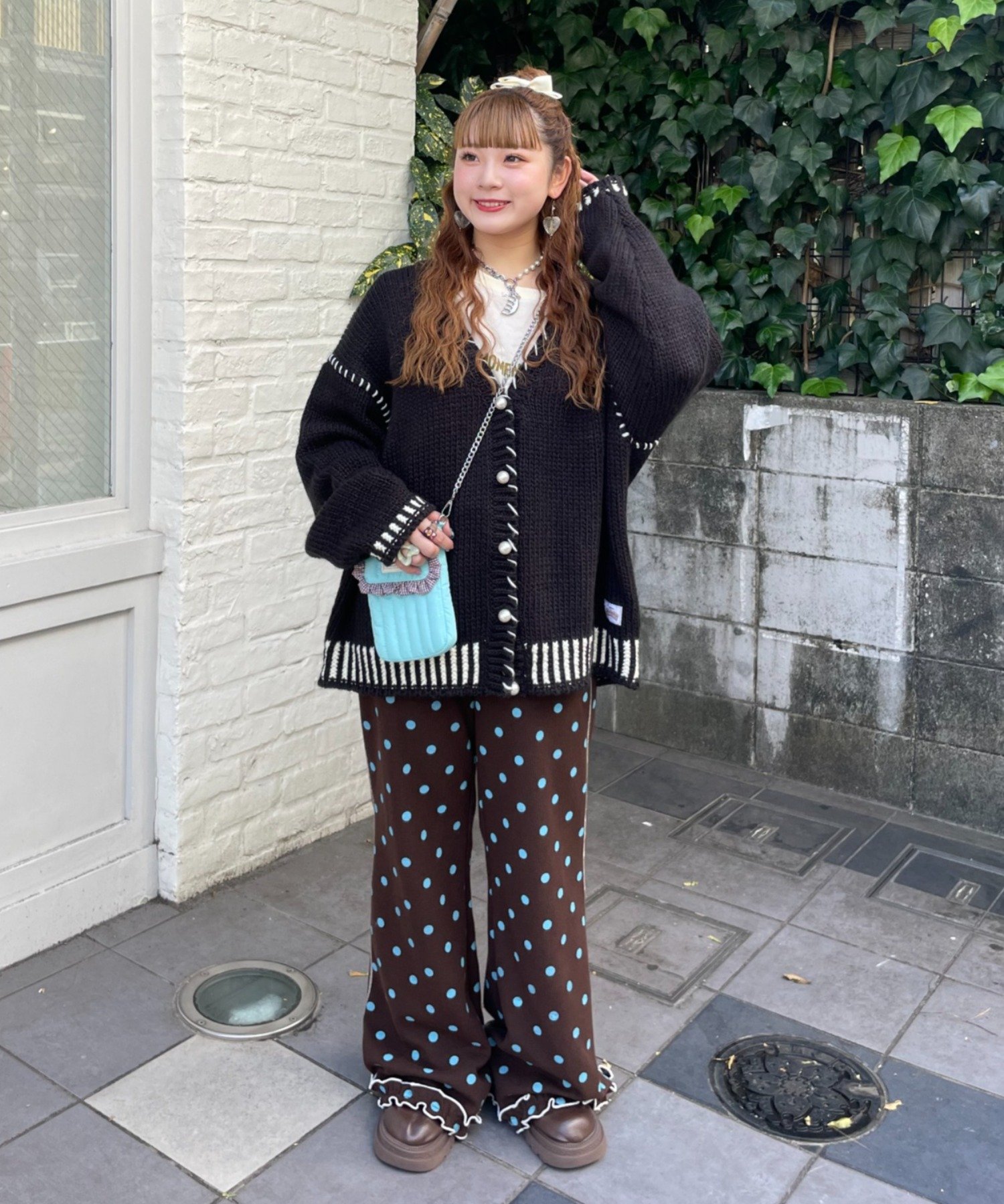 CIAOPANIC TYPY(チャオパニックティピー) 【26Winter展示会 出展商品】【HELLO.SANFRANCISCO】パールボタンステッチオーバーニット