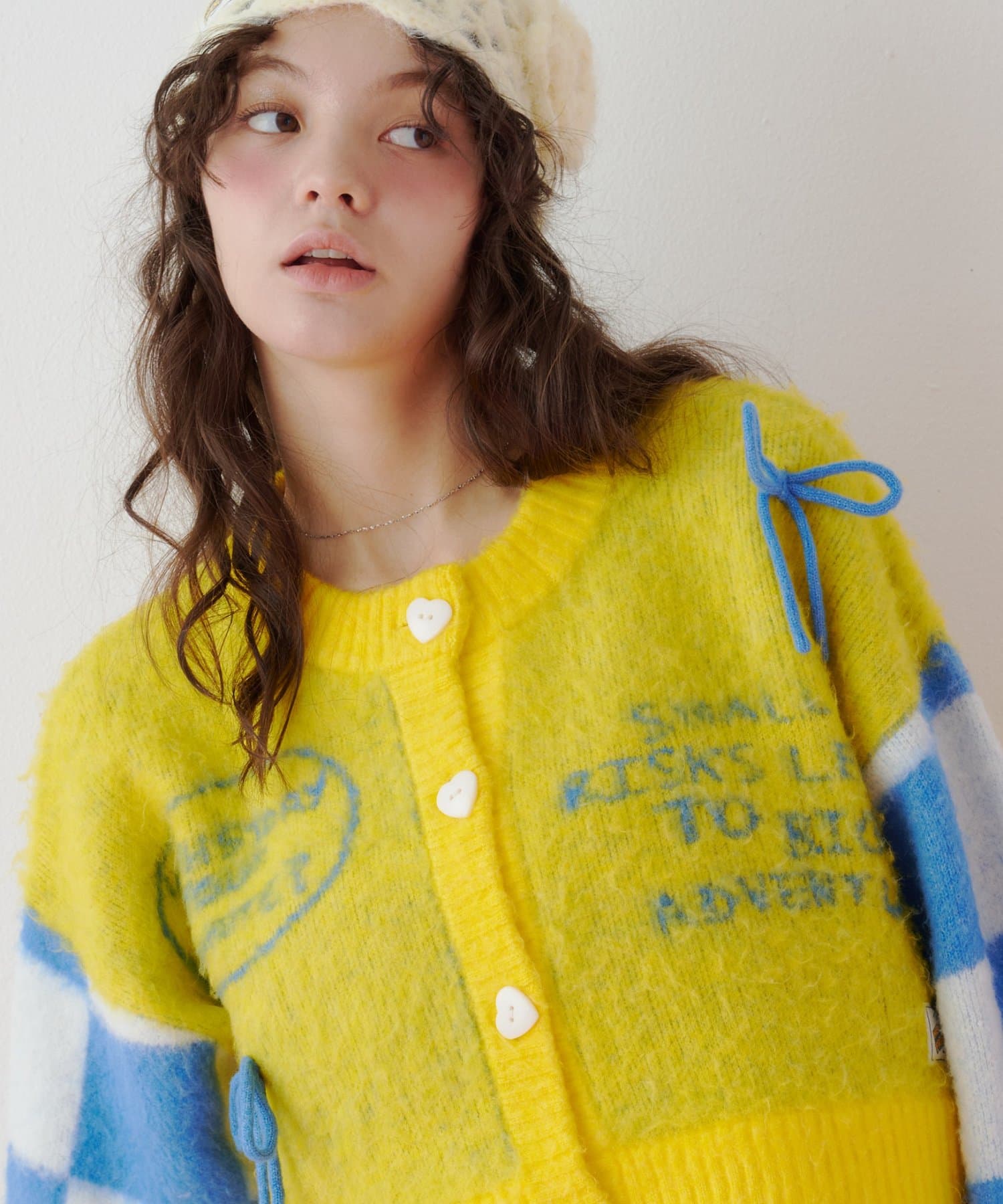 CIAOPANIC TYPY(チャオパニックティピー) 【26Winter展示会 出展商品】【HELLO.SANFRANCISCO】リボンチェックニットカーディガン
