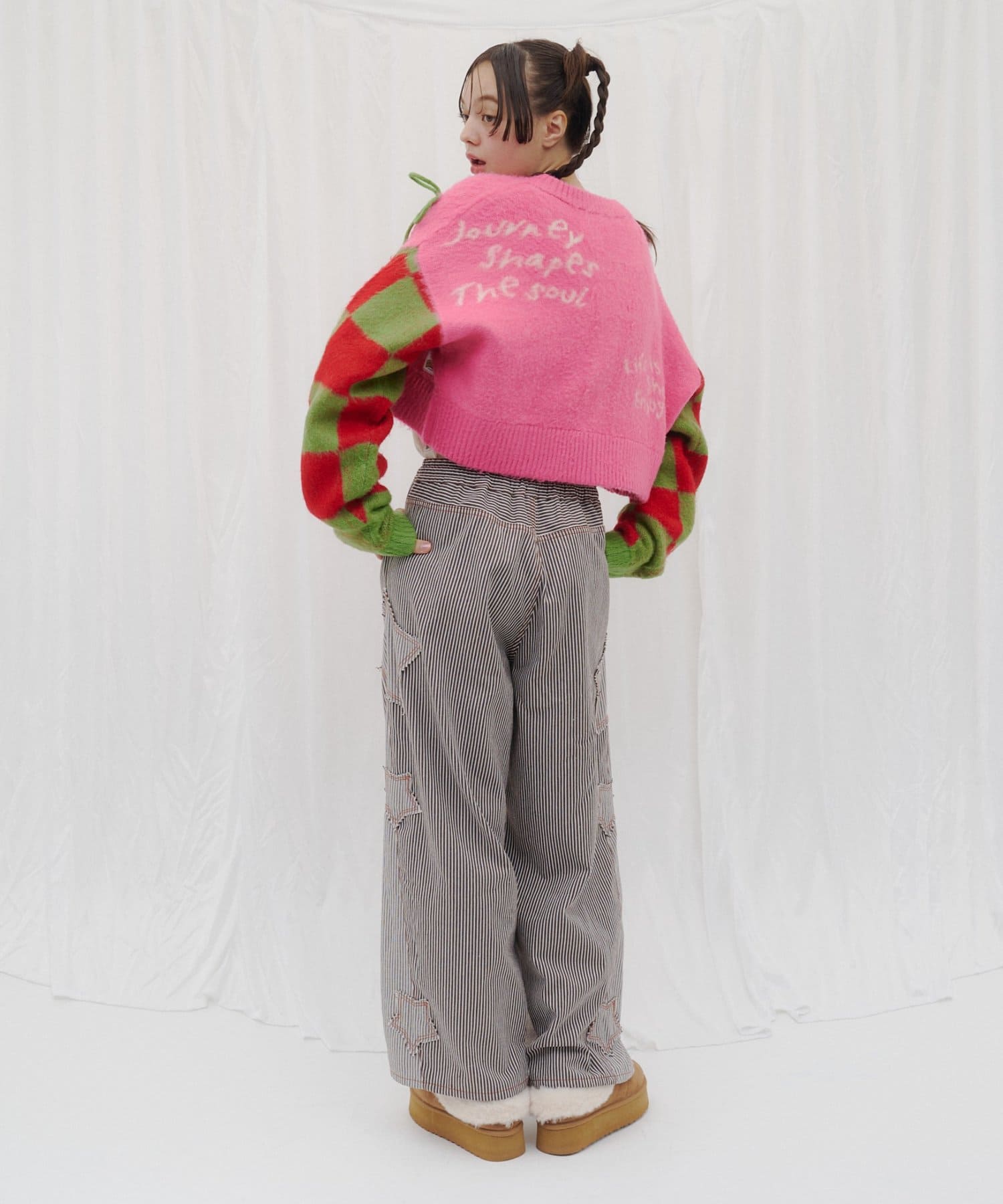 CIAOPANIC TYPY(チャオパニックティピー) 【26Winter展示会 出展商品】【HELLO.SANFRANCISCO】リボンチェックニットカーディガン