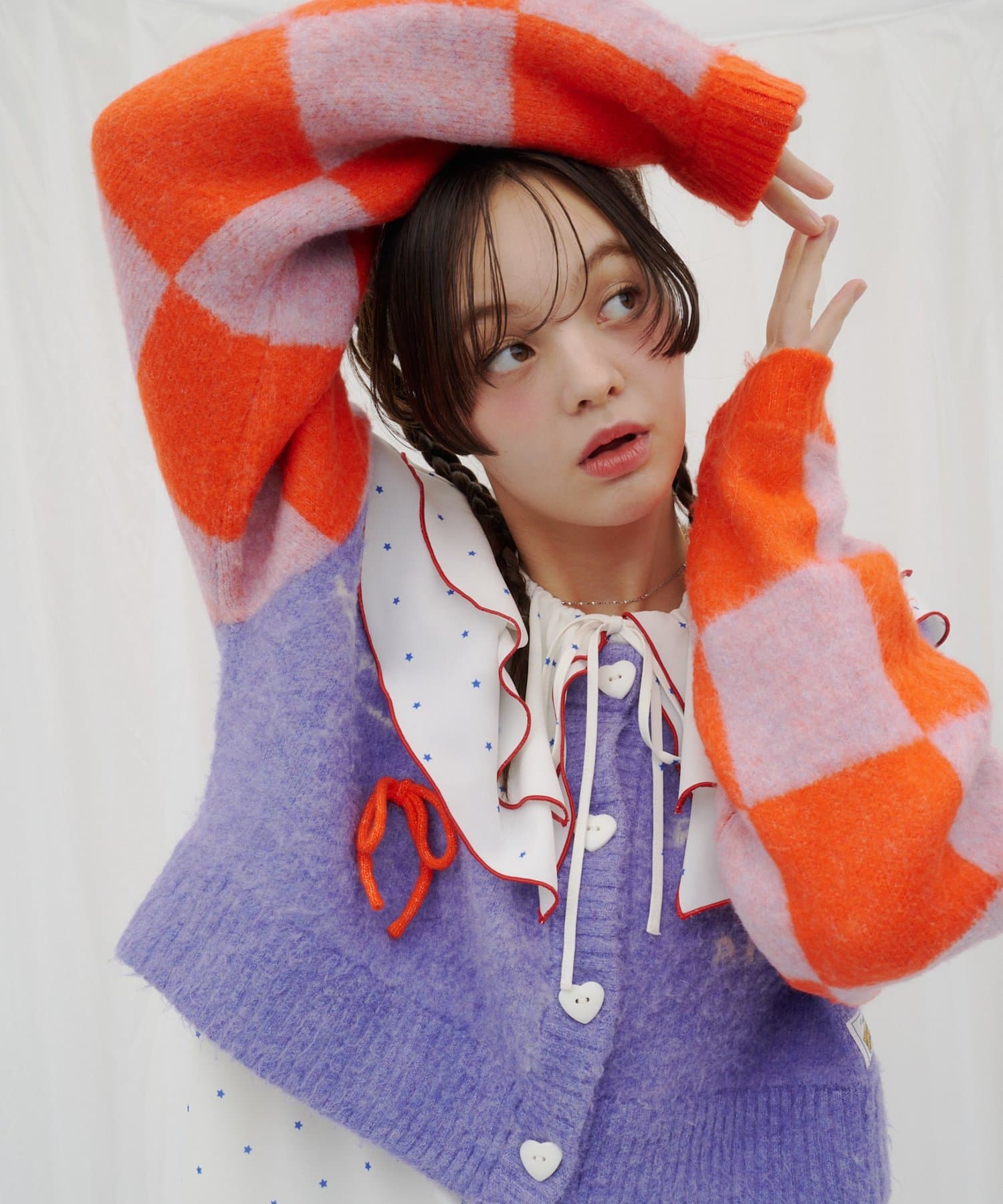 CIAOPANIC TYPY(チャオパニックティピー) 【26Winter展示会 出展商品】【HELLO.SANFRANCISCO】リボンチェックニットカーディガン