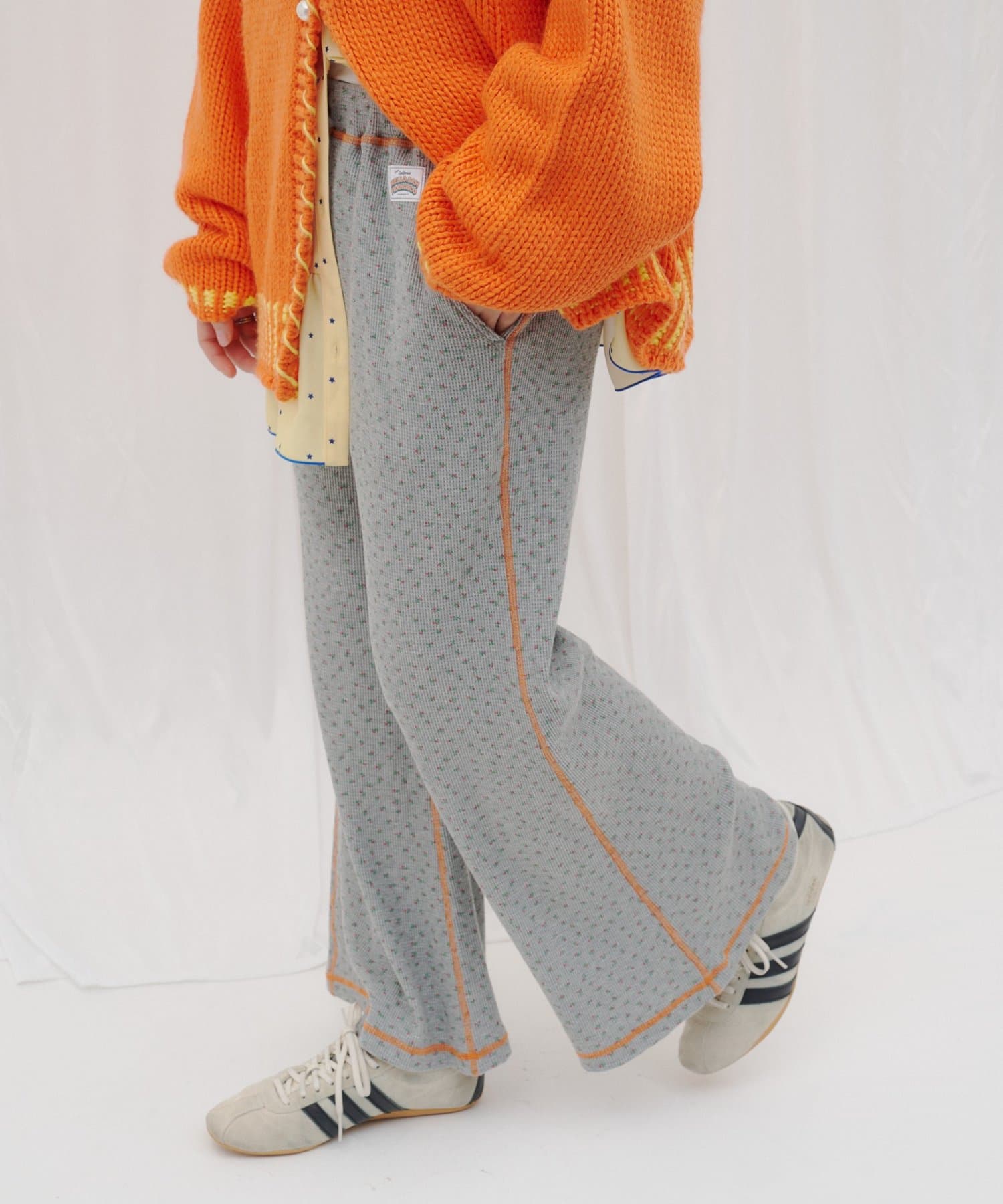 CIAOPANIC TYPY(チャオパニックティピー) 【26Winter展示会 出展商品】【HELLO.SANFRANCISCO】花柄ステッチワッフルフレアパンツ
