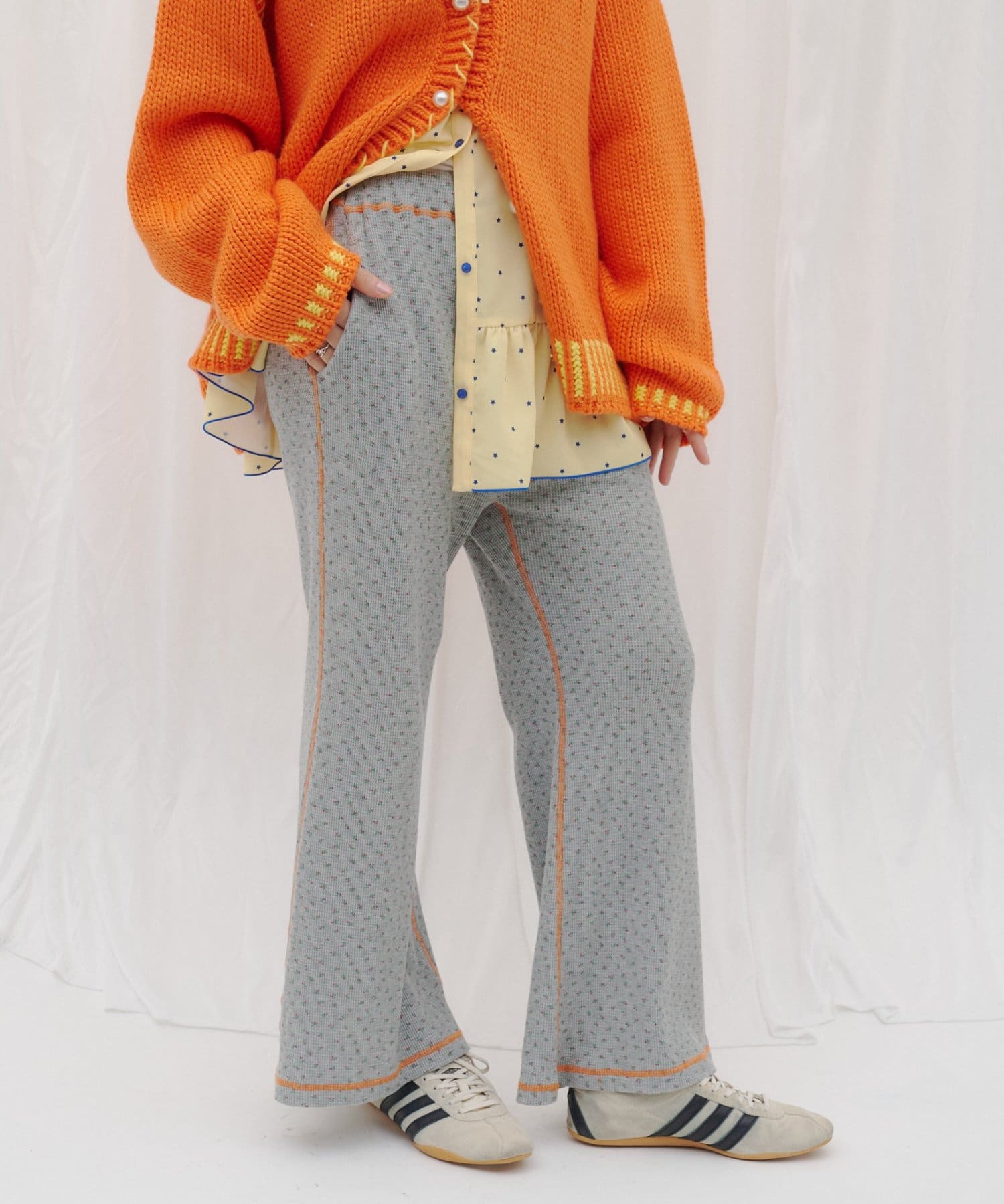 CIAOPANIC TYPY(チャオパニックティピー) 【26Winter展示会 出展商品】【HELLO.SANFRANCISCO】花柄ステッチワッフルフレアパンツ