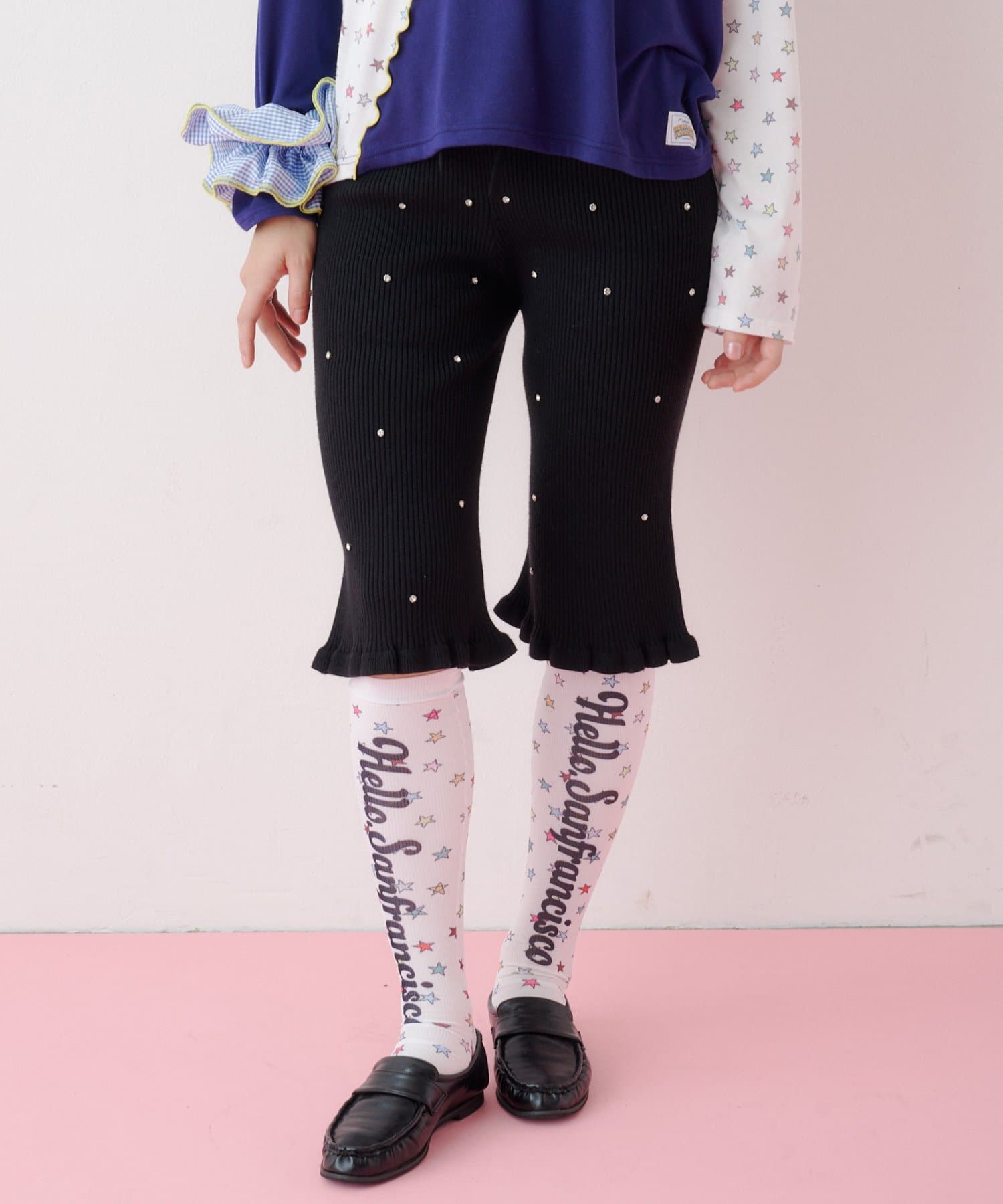 CIAOPANIC TYPY(チャオパニックティピー) 【26Winter展示会 出展商品】【HELLO.SANFRANCISCO】ビジュー付フリルカプリパンツ
