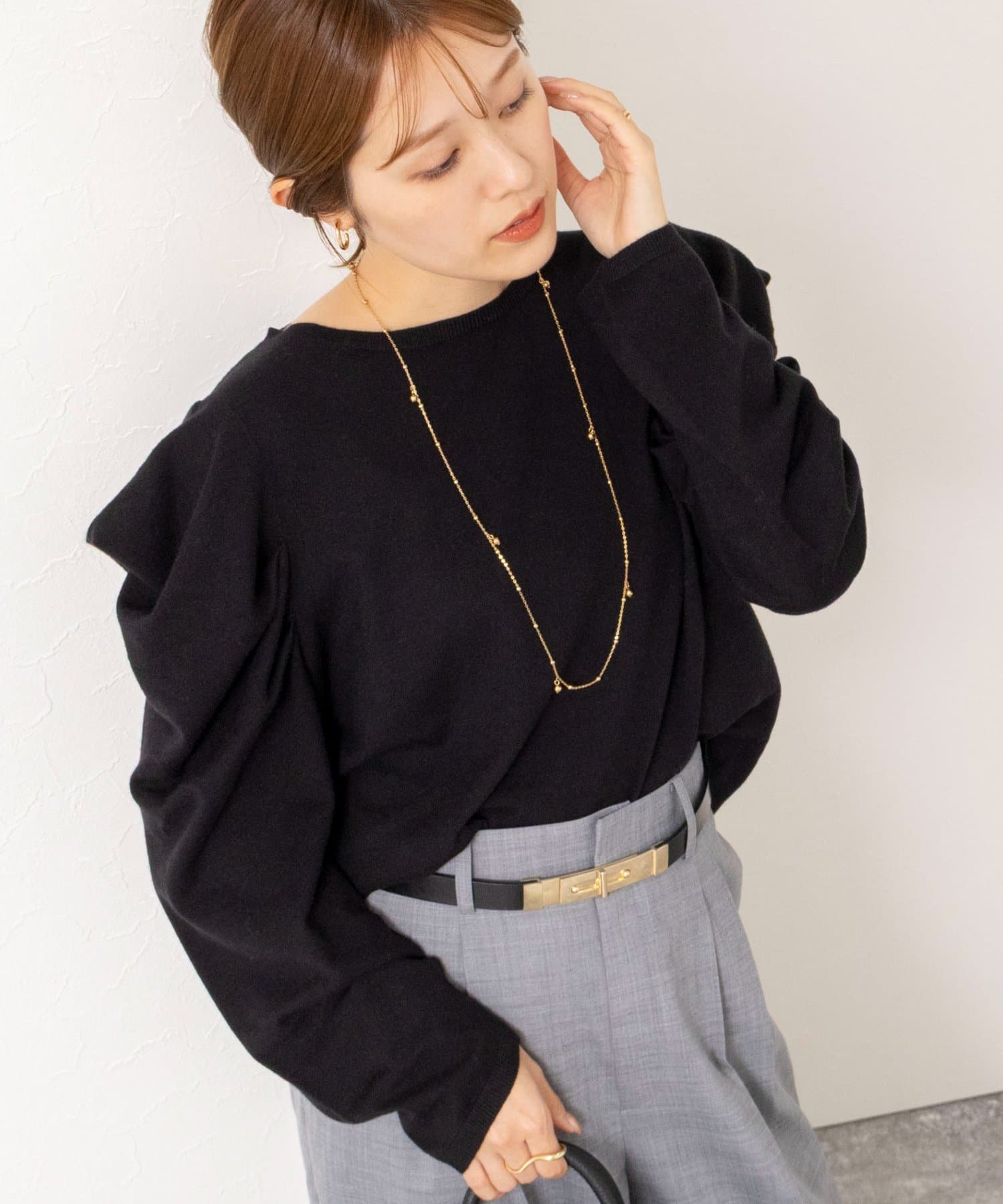 NOLLEY'S(ノーリーズ) 【WEB限定】《手洗い可能》タックドレープスリーブニット