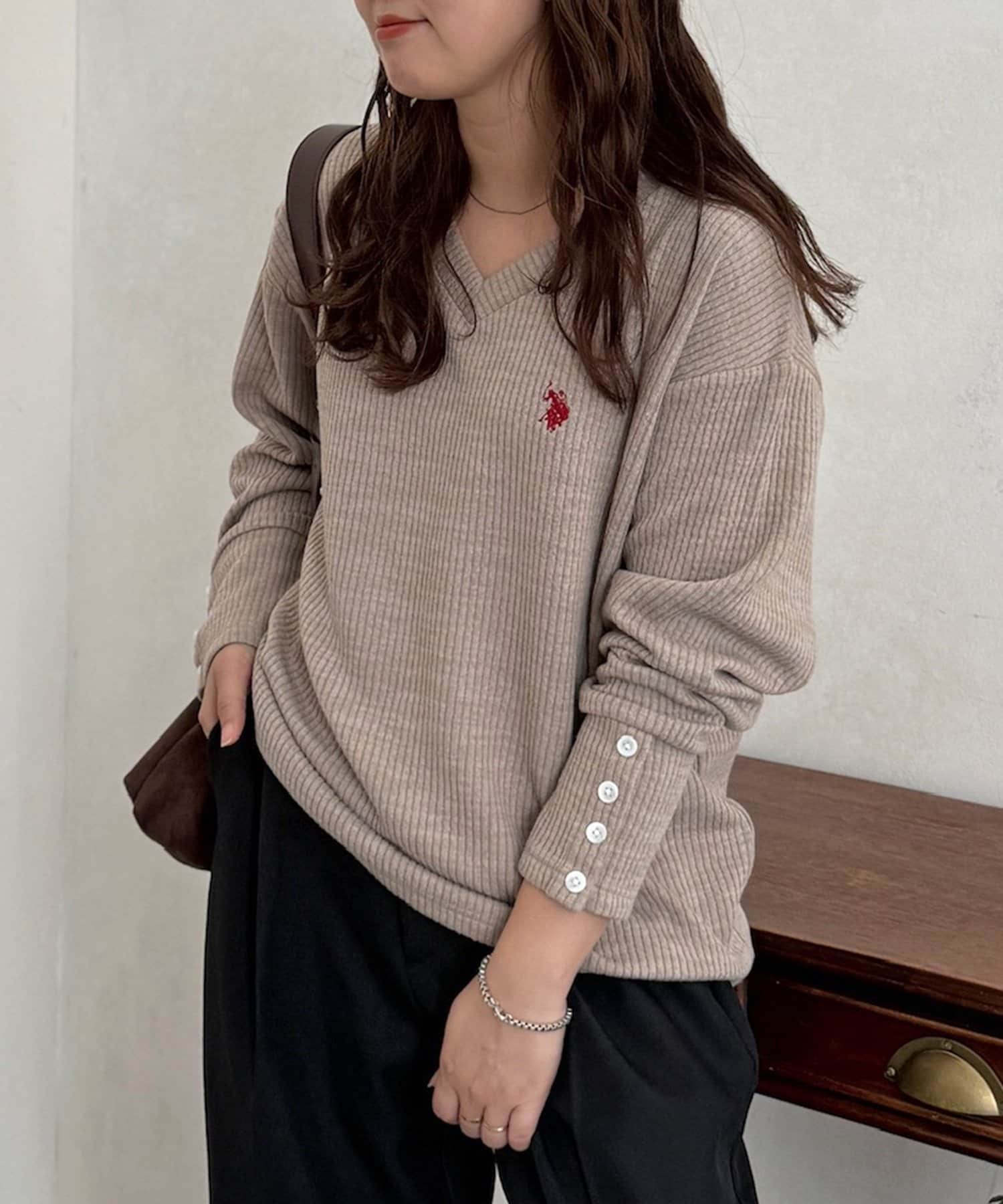 CPCM(シーピーシーエム) 【U.S. POLO ASSN. 】Vネックリブニットソー