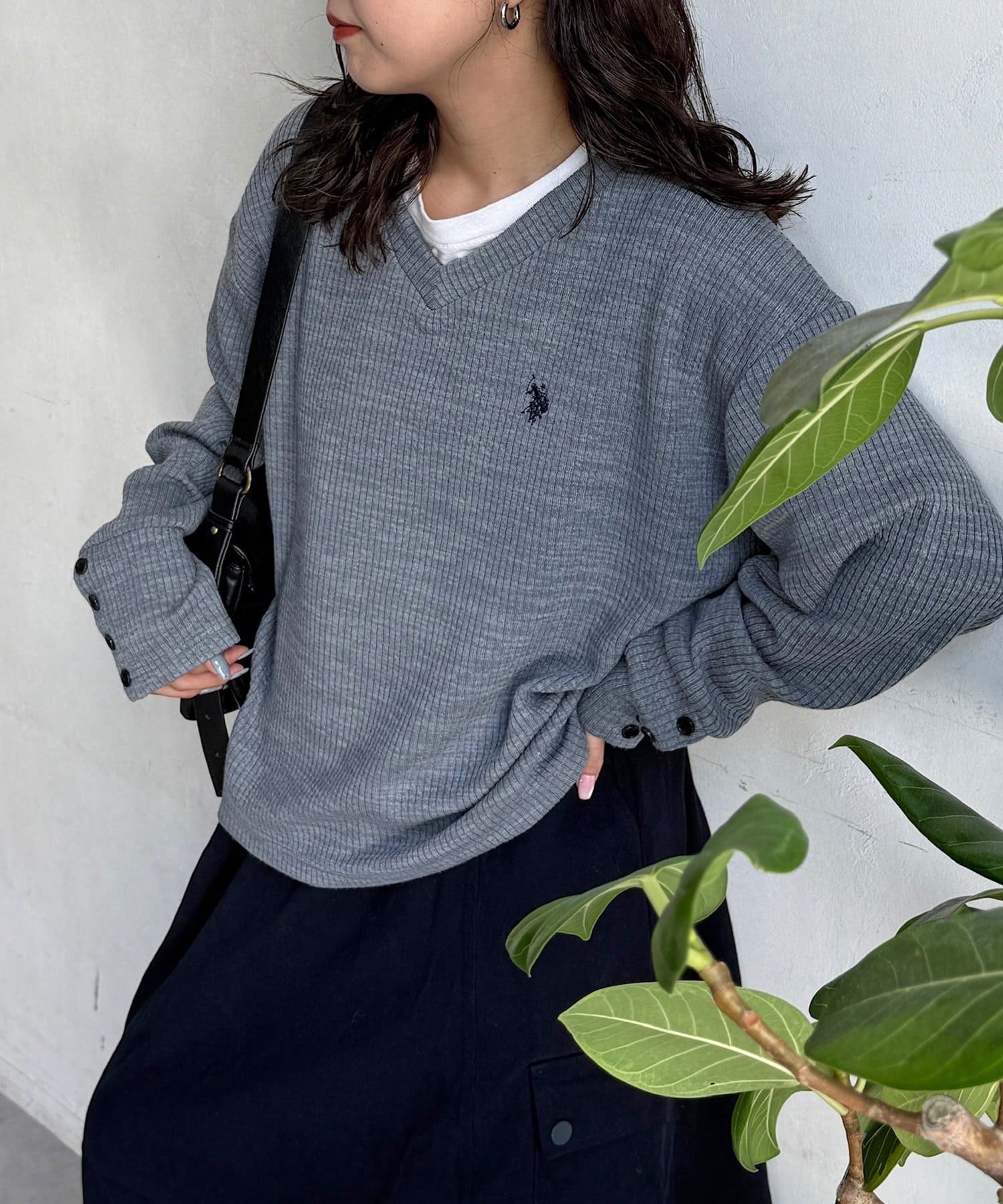 CPCM(シーピーシーエム) 【U.S. POLO ASSN. 】Vネックリブニットソー
