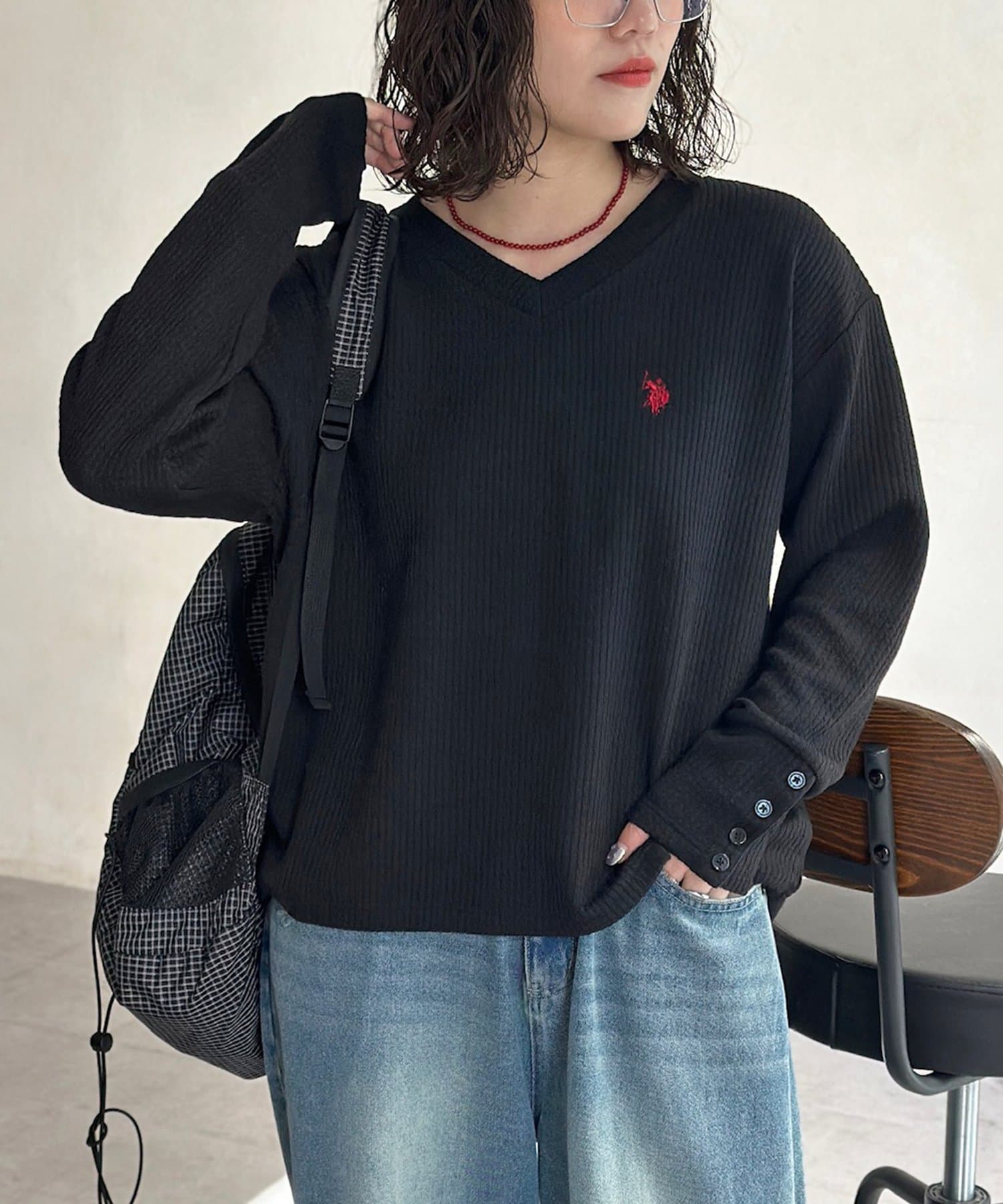 CPCM(シーピーシーエム) 【U.S. POLO ASSN. 】Vネックリブニットソー