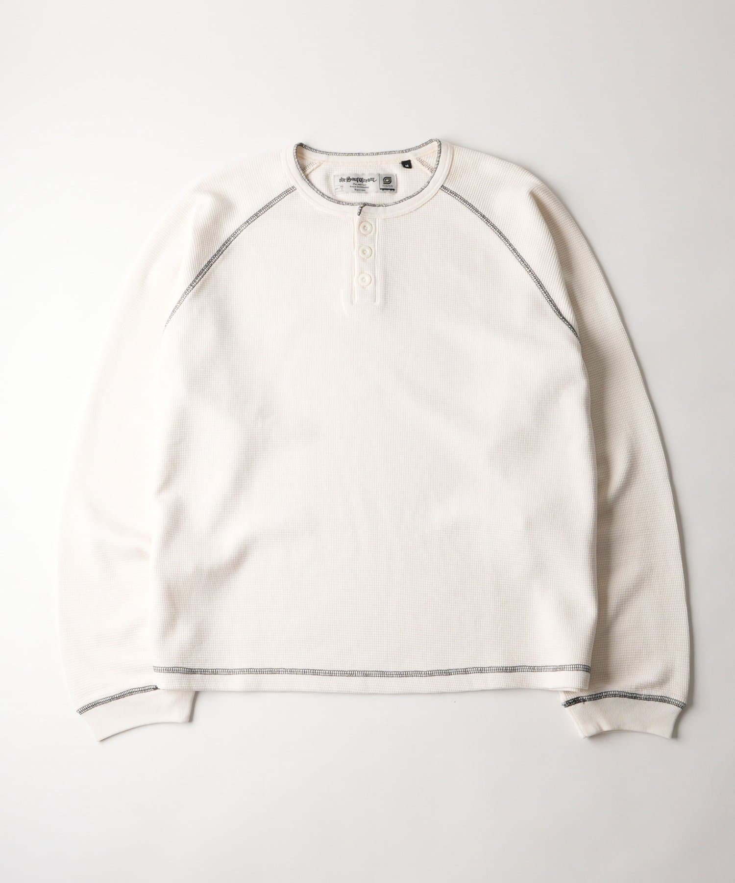 WHO’S WHO gallery(フーズフーギャラリー) 【Sourcream】配色ステッチワッフルヘンリーL/S