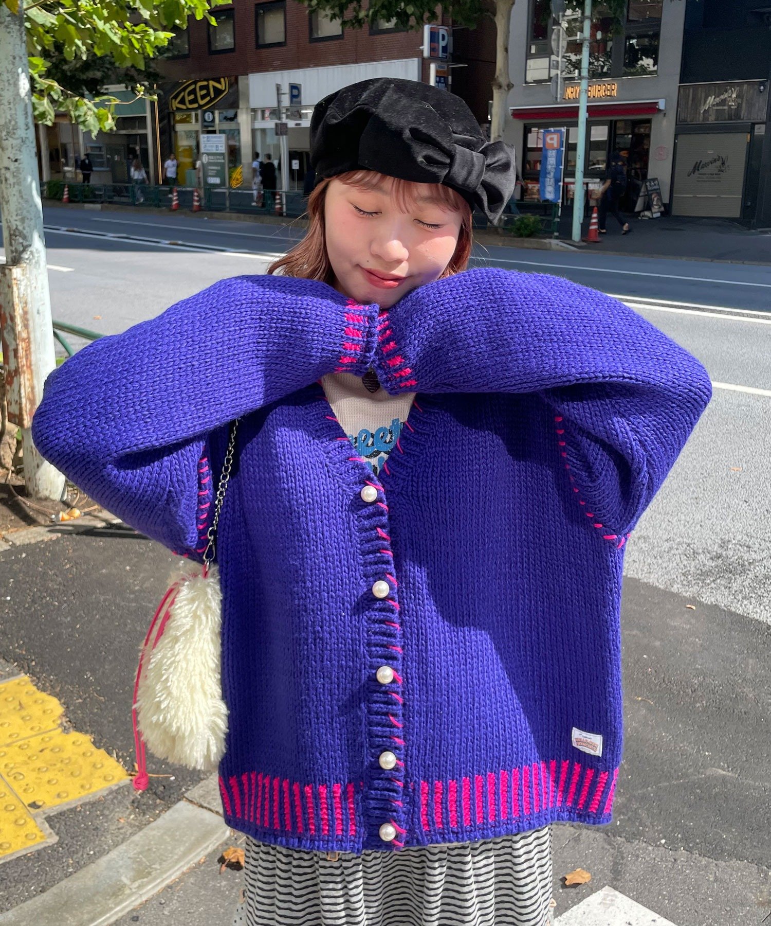 CIAOPANIC(チャオパニック) 【HELLO.SANFRANCISCO/ハローサンフランシスコ】パールボタンステッチオーバーニット
