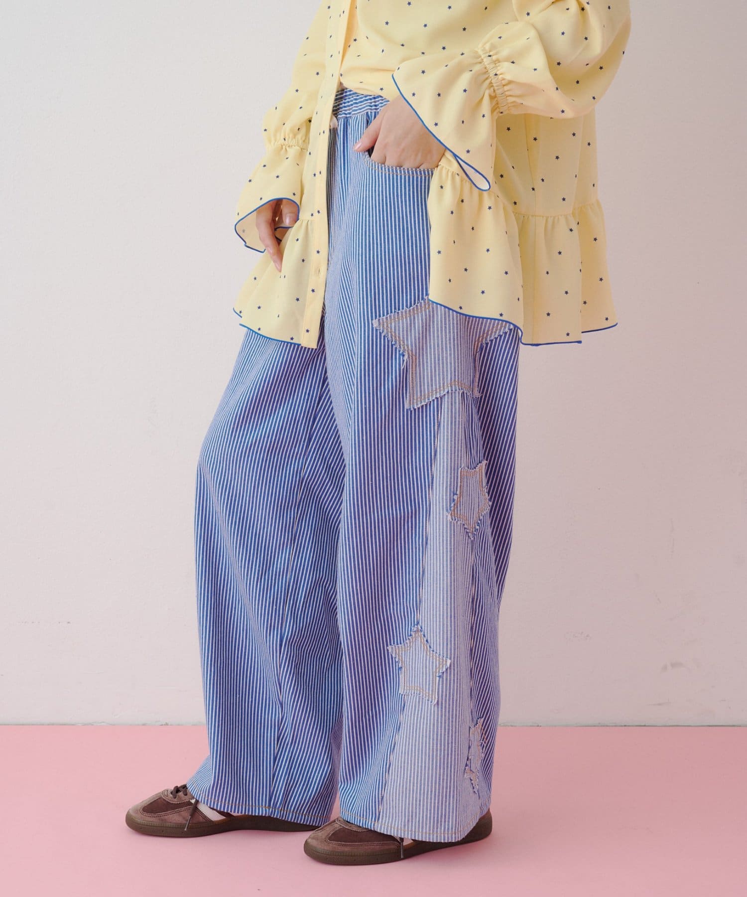 CIAOPANIC TYPY(チャオパニックティピー) 【26Winter展示会 出展商品】【HELLO.SANFRANCISCO】星柄パッチワークストライプデニム