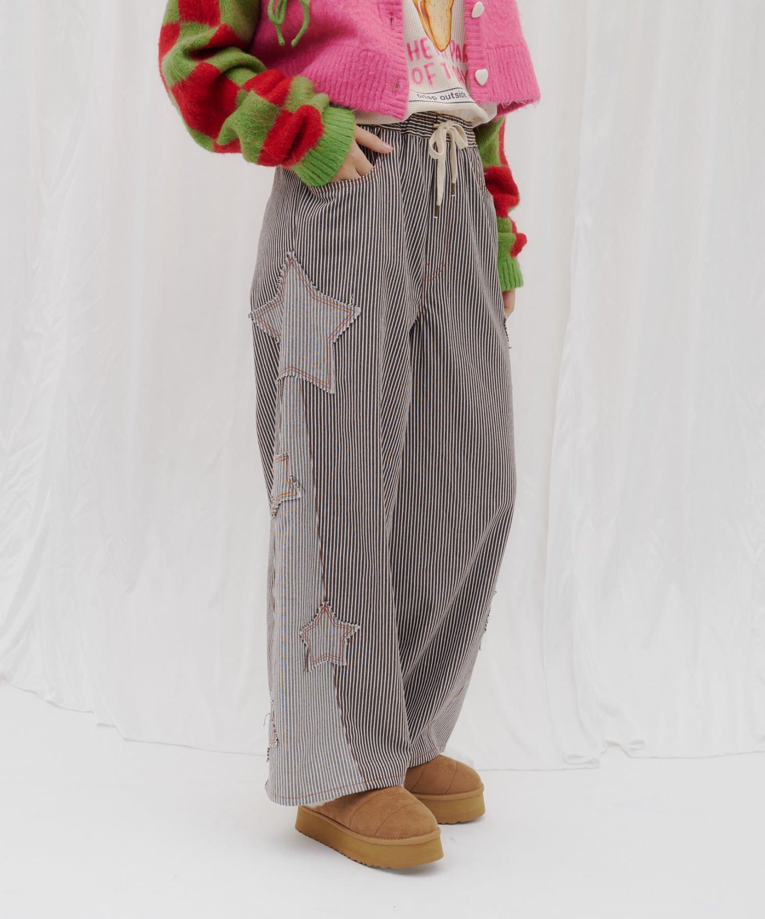 CIAOPANIC TYPY(チャオパニックティピー) 【26Winter展示会 出展商品】【HELLO.SANFRANCISCO】星柄パッチワークストライプデニム