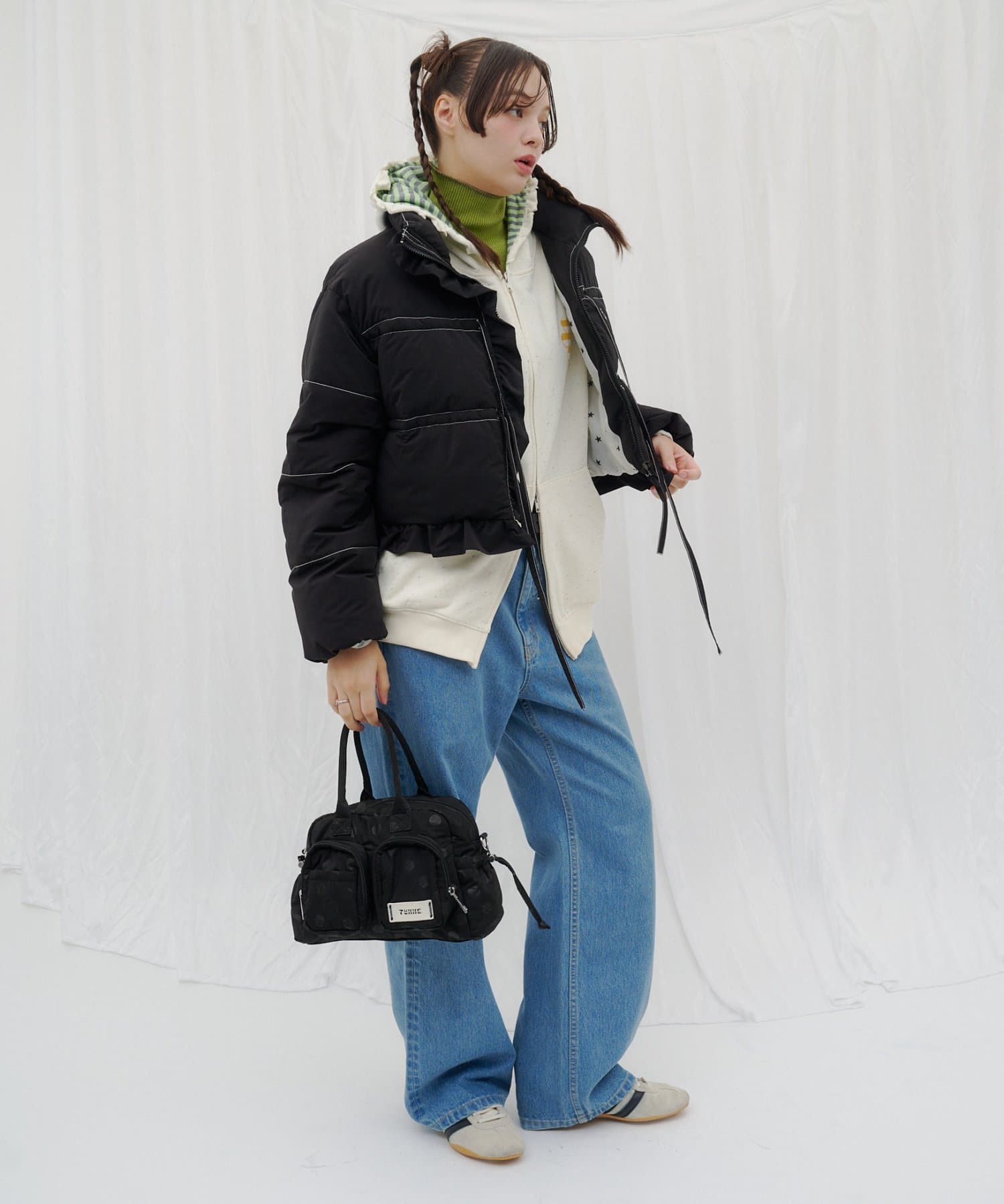 CIAOPANIC TYPY(チャオパニックティピー) 【26Winter展示会 出展商品】【HELLO.SANFRANCISCO】裾フリルリボンパフブルゾン