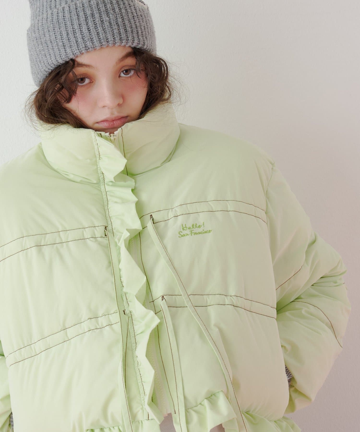 CIAOPANIC TYPY(チャオパニックティピー) 【26Winter展示会 出展商品】【HELLO.SANFRANCISCO】裾フリルリボンパフブルゾン