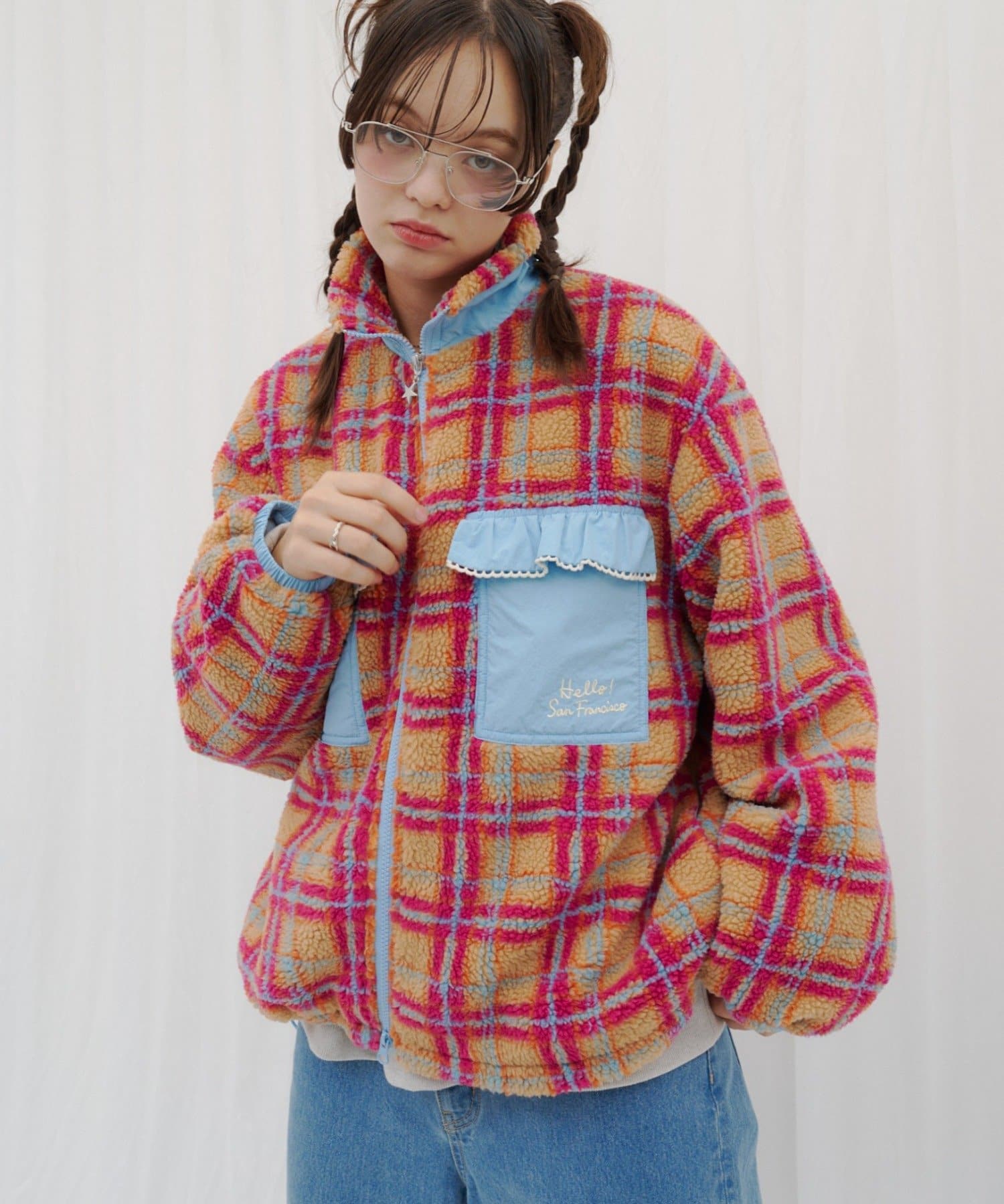 CIAOPANIC TYPY(チャオパニックティピー) 【26Winter展示会 出展商品】【HELLO.SANFRANCISCO】フリルポケットチェックボアアウター