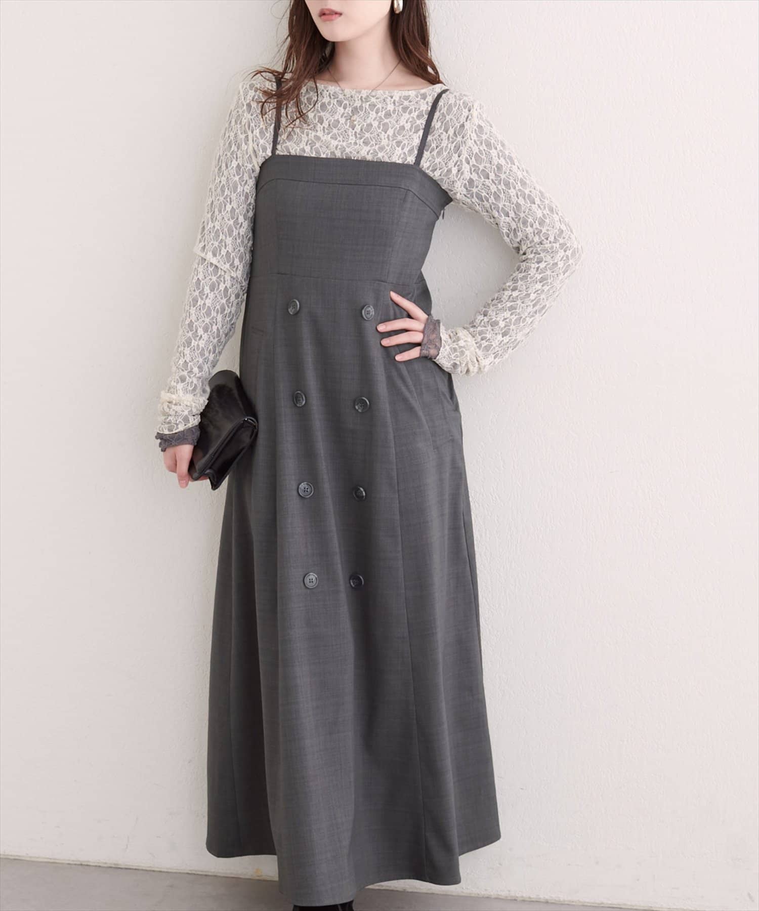 NICE CLAUP / OLIVE des OLIVE OUTLET(ナイスクラップ  / オリーブ デ オリーブ アウトレット) 【natural couture】フロントボタンキャミワンピース