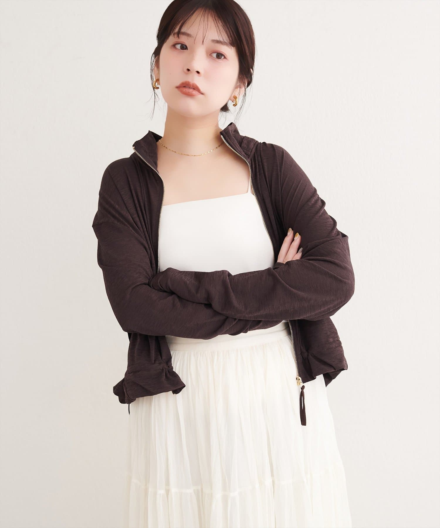 NICE CLAUP / OLIVE des OLIVE OUTLET(ナイスクラップ  / オリーブ デ オリーブ アウトレット) 【natural couture】バックフリル裾ドロストUVパーカー