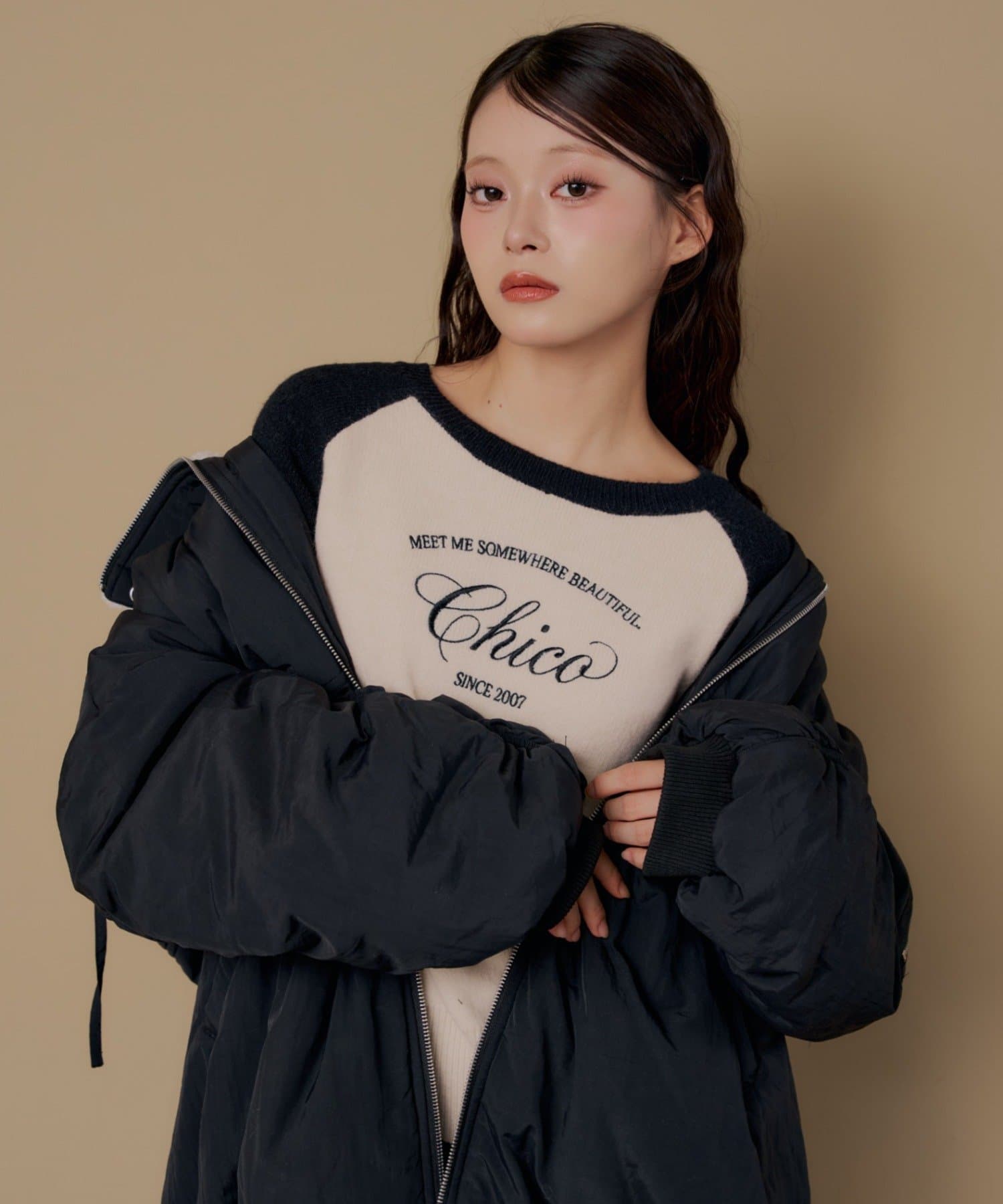 Chico(チコ) ラグランルーズニット【10/15(木)0:00～1000円OFFクーポン&ノベルティフェアスタート】