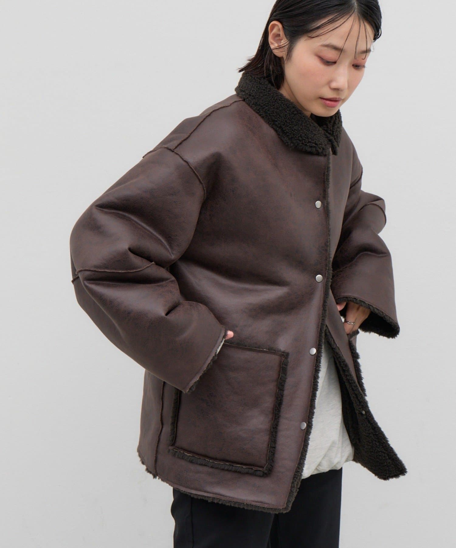 CIAOPANIC TYPY(チャオパニックティピー) 【26Winter展示会 出展商品】【SÉNA】ムートンリバーシブルスタンドジャケット