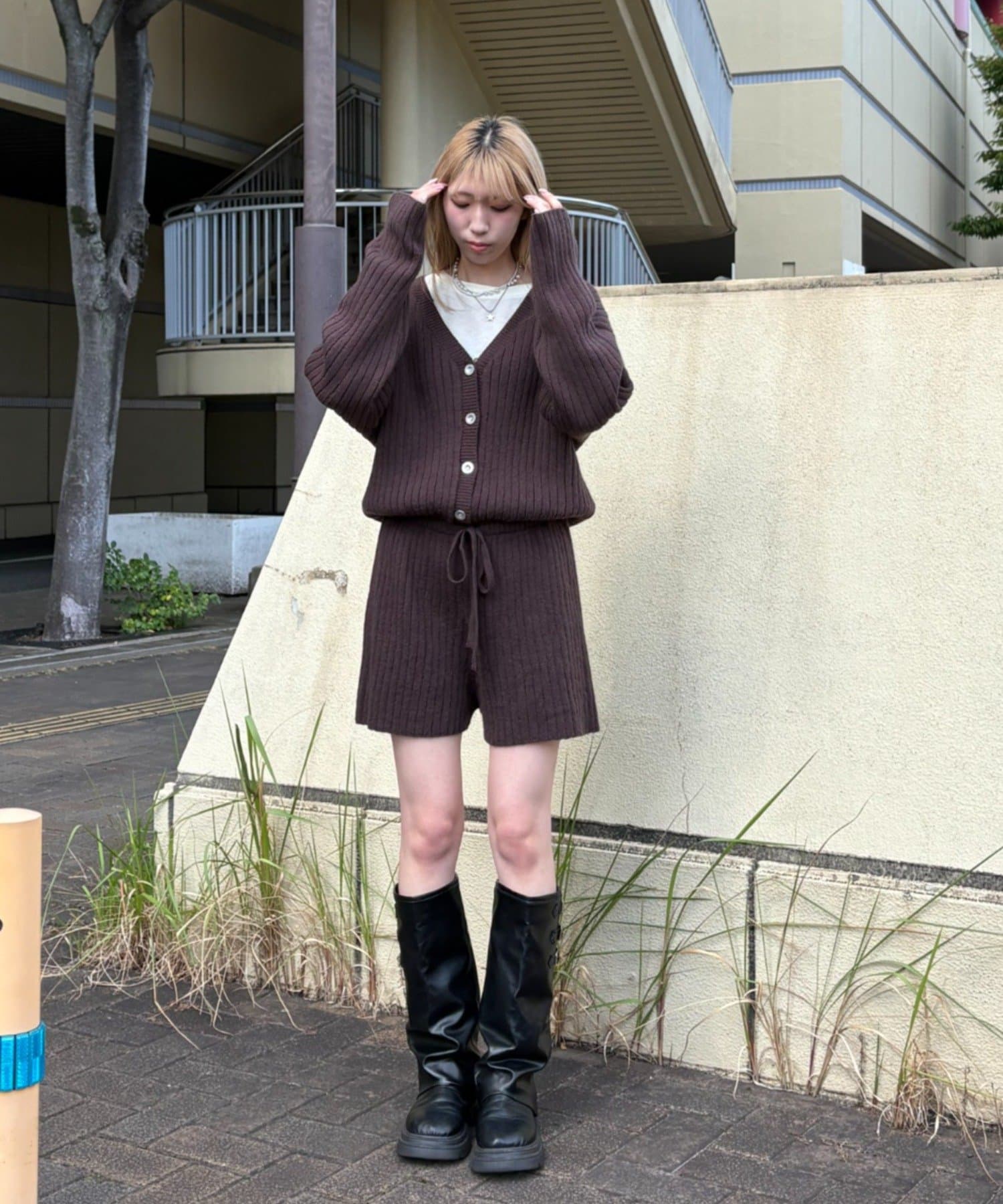 CIAOPANIC TYPY(チャオパニックティピー) 【26Winter展示会 出展商品】【SENA】リブニットショートオールインワン