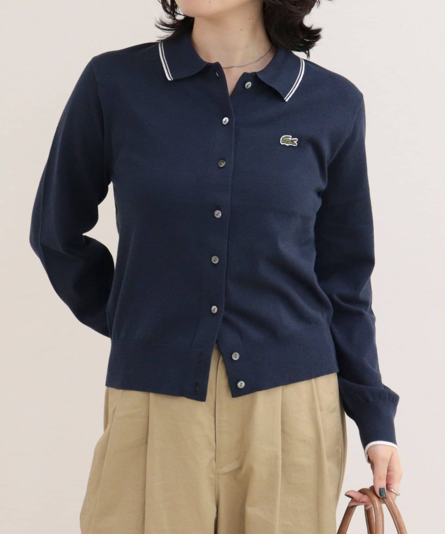 FREDY & GLOSTER(フレディ アンド グロスター) 【LACOSTE/ラコステ】ラインディテールニットポロカーディガン