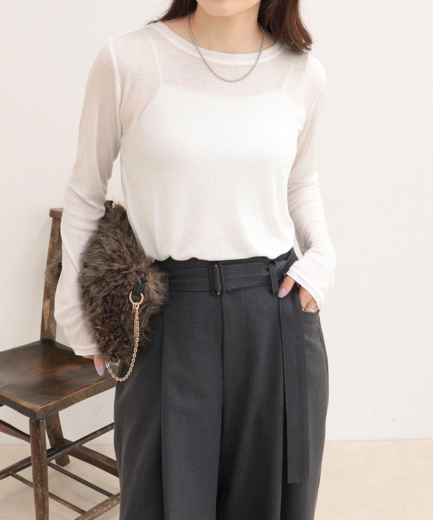 FREDY & GLOSTER(フレディ アンド グロスター) ウールブレンドシアーテレコロンTシャツ
