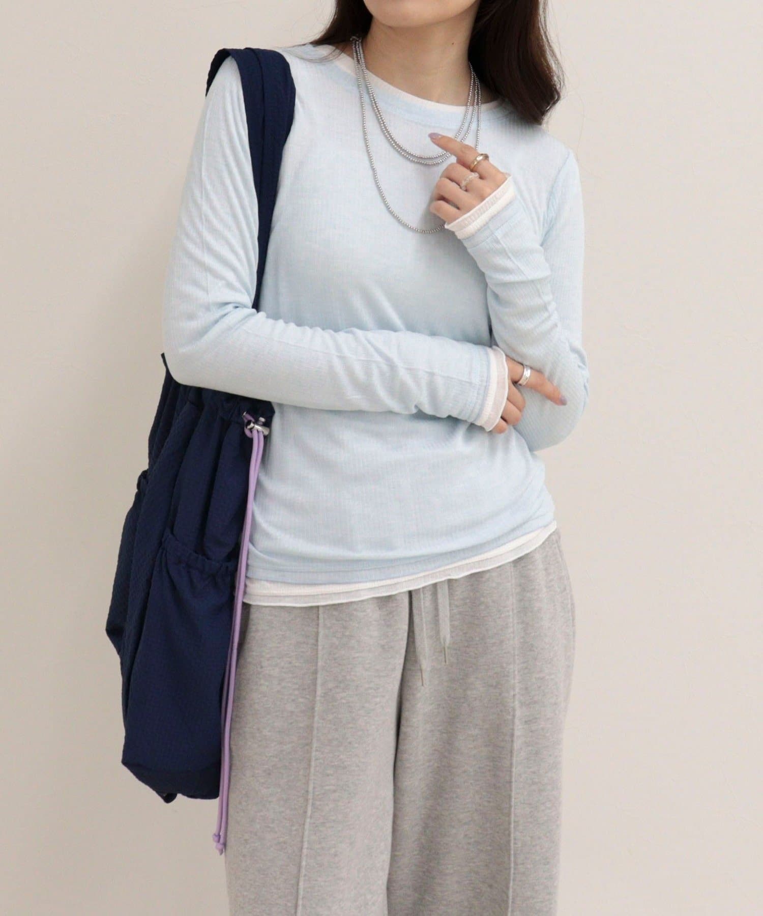 FREDY & GLOSTER(フレディ アンド グロスター) ウールブレンドシアーテレコロンTシャツ
