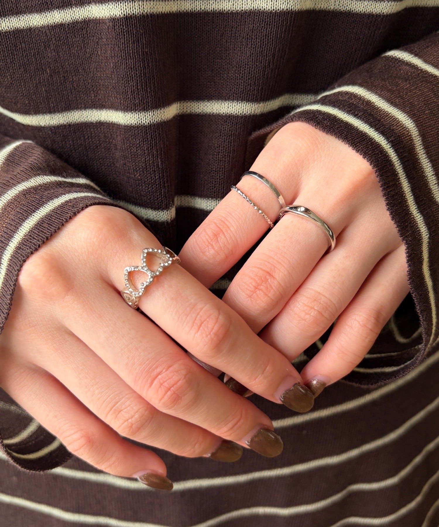 Lattice(ラティス) ハートビジューリングセット(4P)