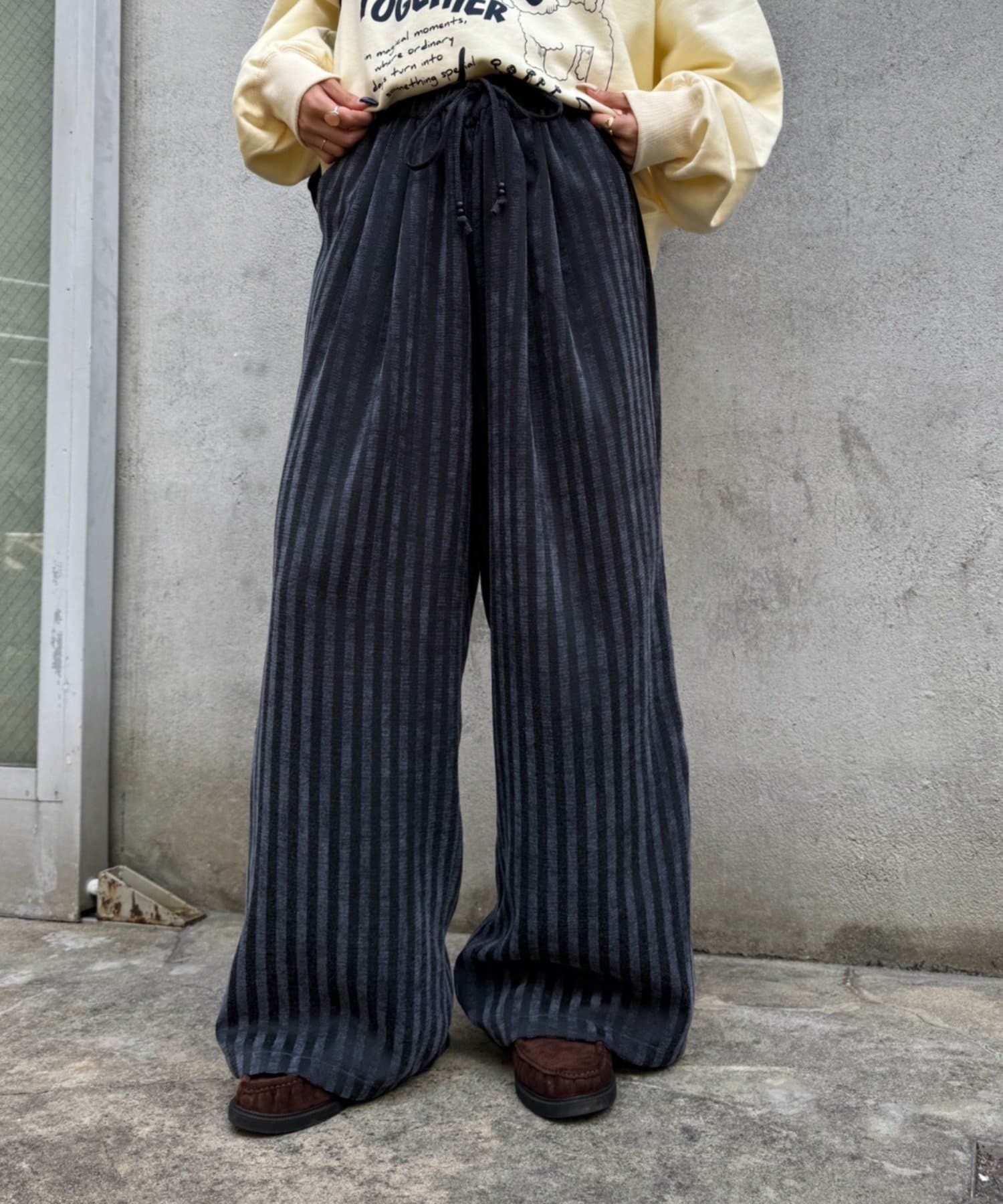 CIAOPANIC TYPY(チャオパニックティピー) 【UNISEX】【ウエストゴムで楽ちん】ストライプイージーパンツ