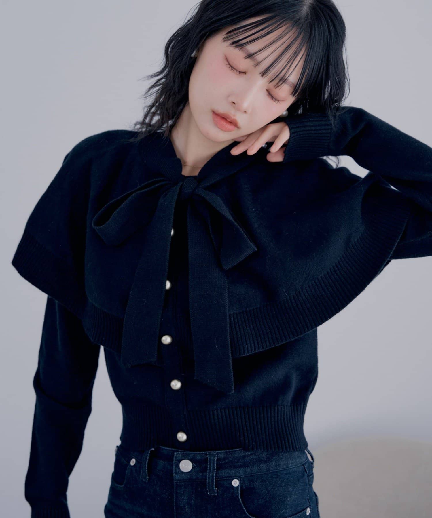 Chico(チコ) 【SALON by Chico】リボンケープ金釦ニット【10/15(木)0:00~1000円OFF&ノベルティフェアがスタート】
