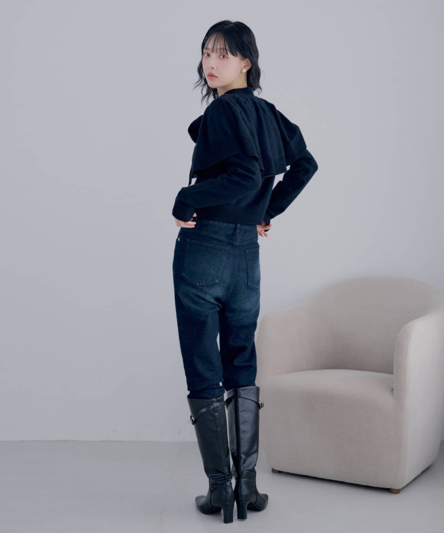 Chico(チコ) 【SALON by Chico】リボンケープ金釦ニット【10/15(木)0:00~1000円OFF&ノベルティフェアがスタート】