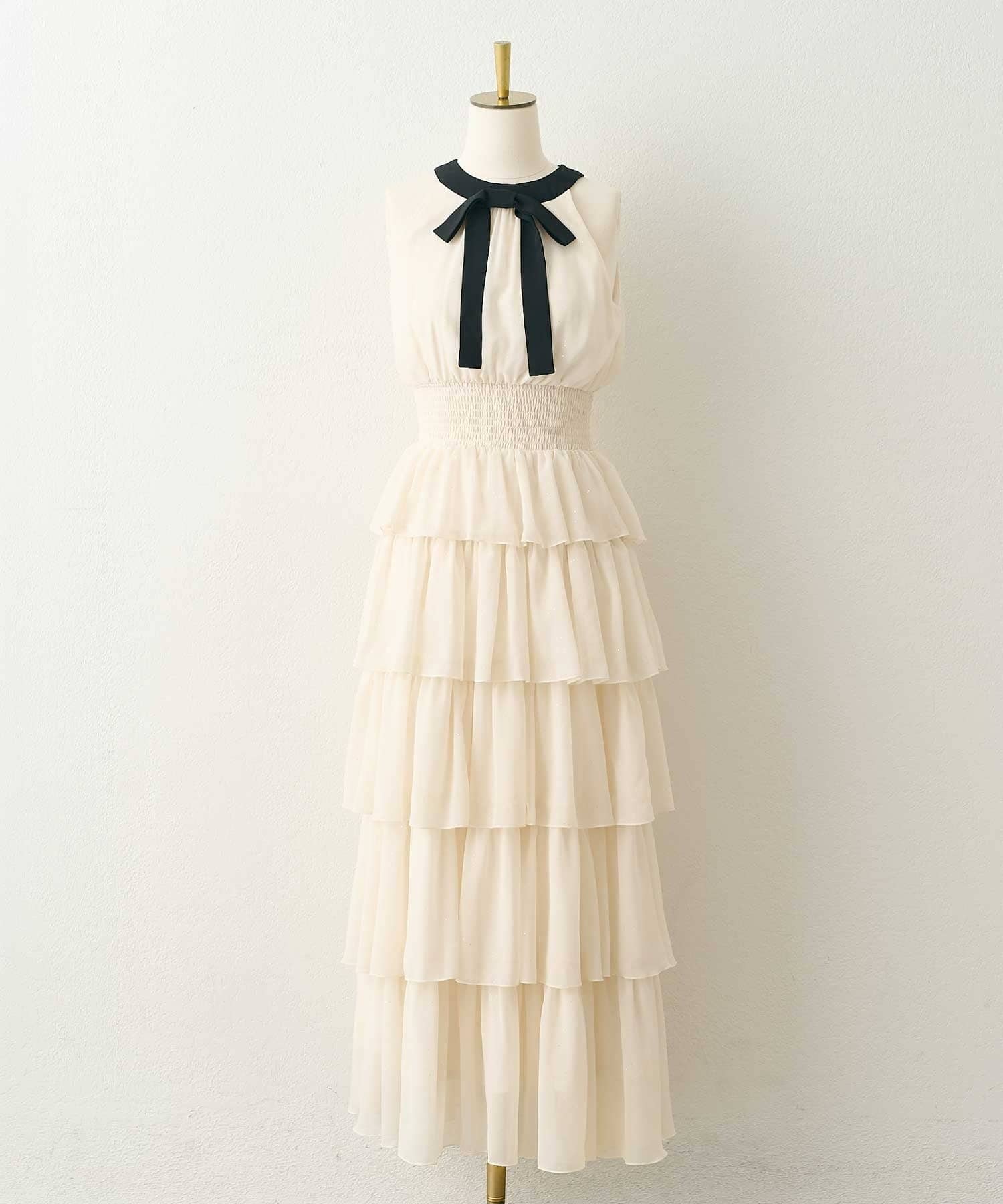 Belle Charme(ベルシャルム) Lace Chiffon Tiered Onepiece