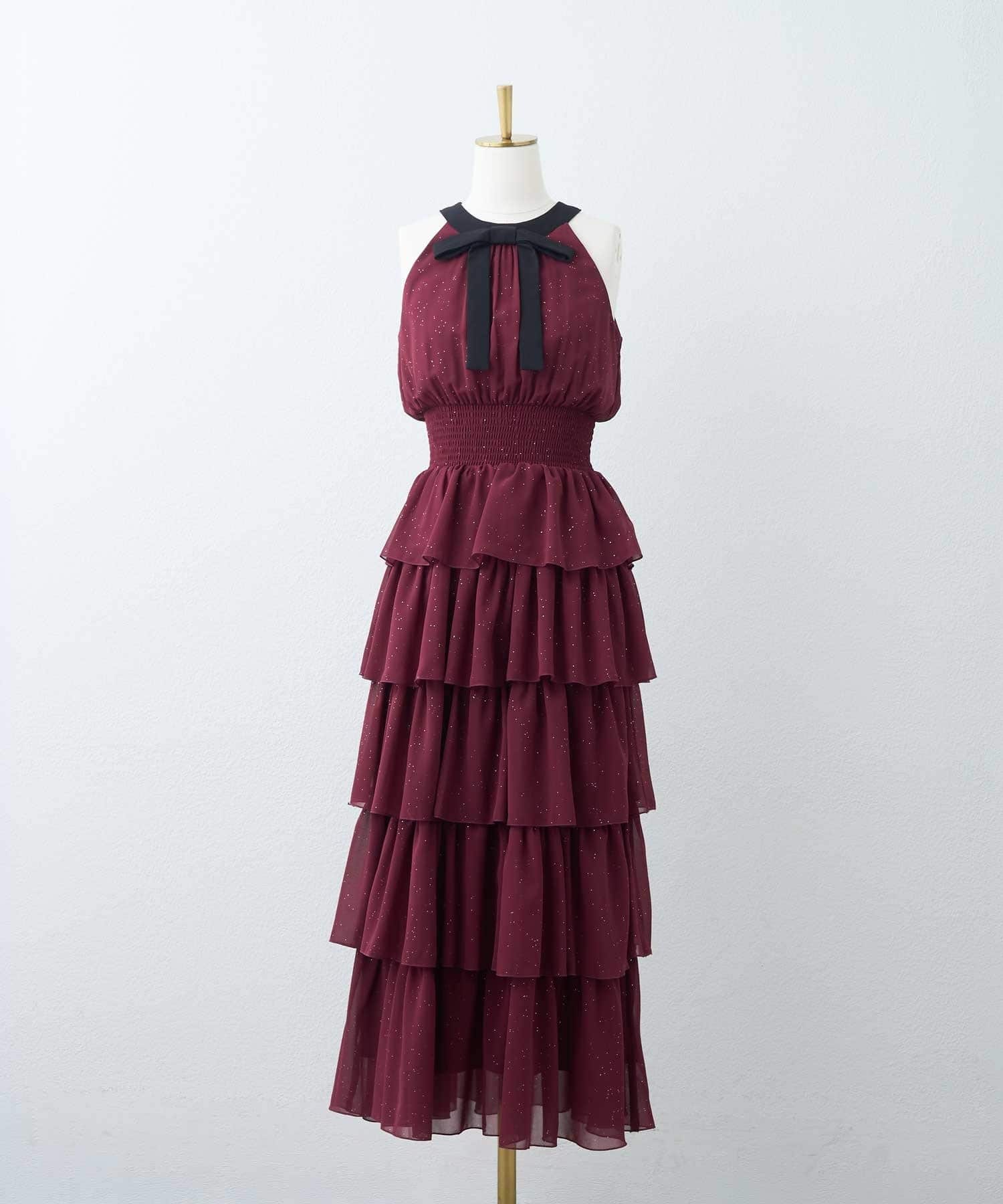 Belle Charme(ベルシャルム) Lace Chiffon Tiered Onepiece